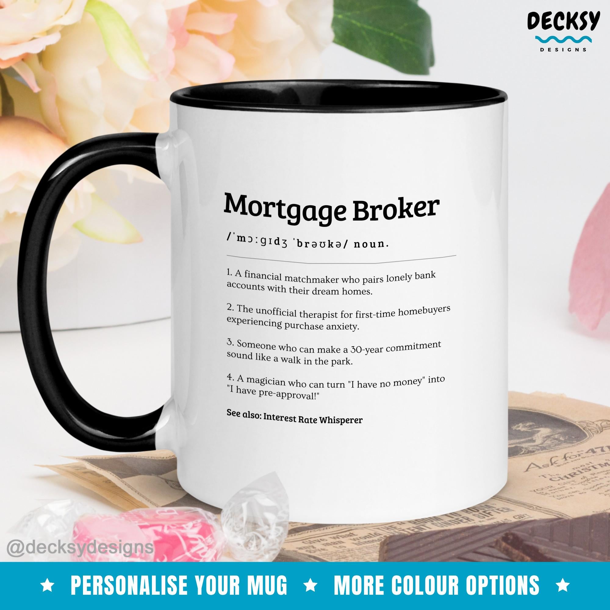 Mortgage Broker Mug, Gift For Best Broker, Personalised Mortgage Broker Appreciation Gift, Mortgage Advisor Mug, Custom Mortgage Lender Gift Mugs by DecksyDesigns