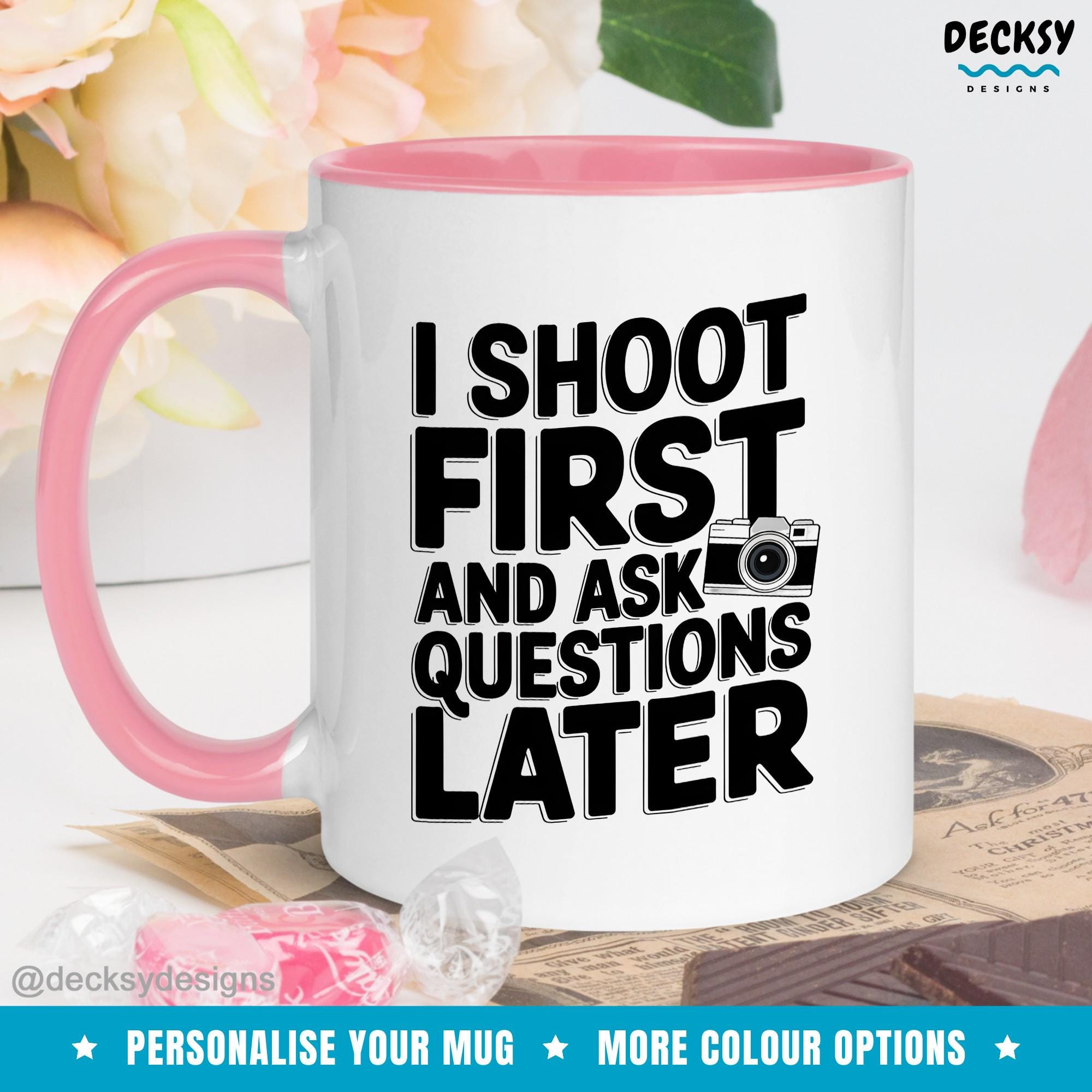 Photographer Gift, Photography Lover Mug, Custom Name Mug, Personalized Photography Gift, Funny Photographer Mug, Camera Themed Coffee Mug Mugs by DecksyDesigns