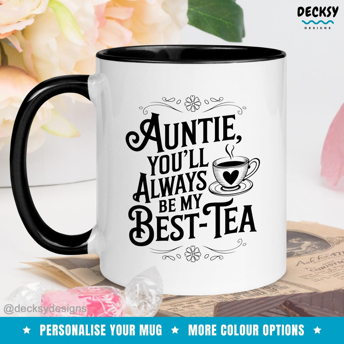 Custom Auntie Mug, Gift For Aunt, Aunt-Tea Gift, Tea Lover Gift From Nephew Neice, Sister Birthday Cup, Aunt Coffee Mug, Aunty Announcement Mugs by DecksyDesigns