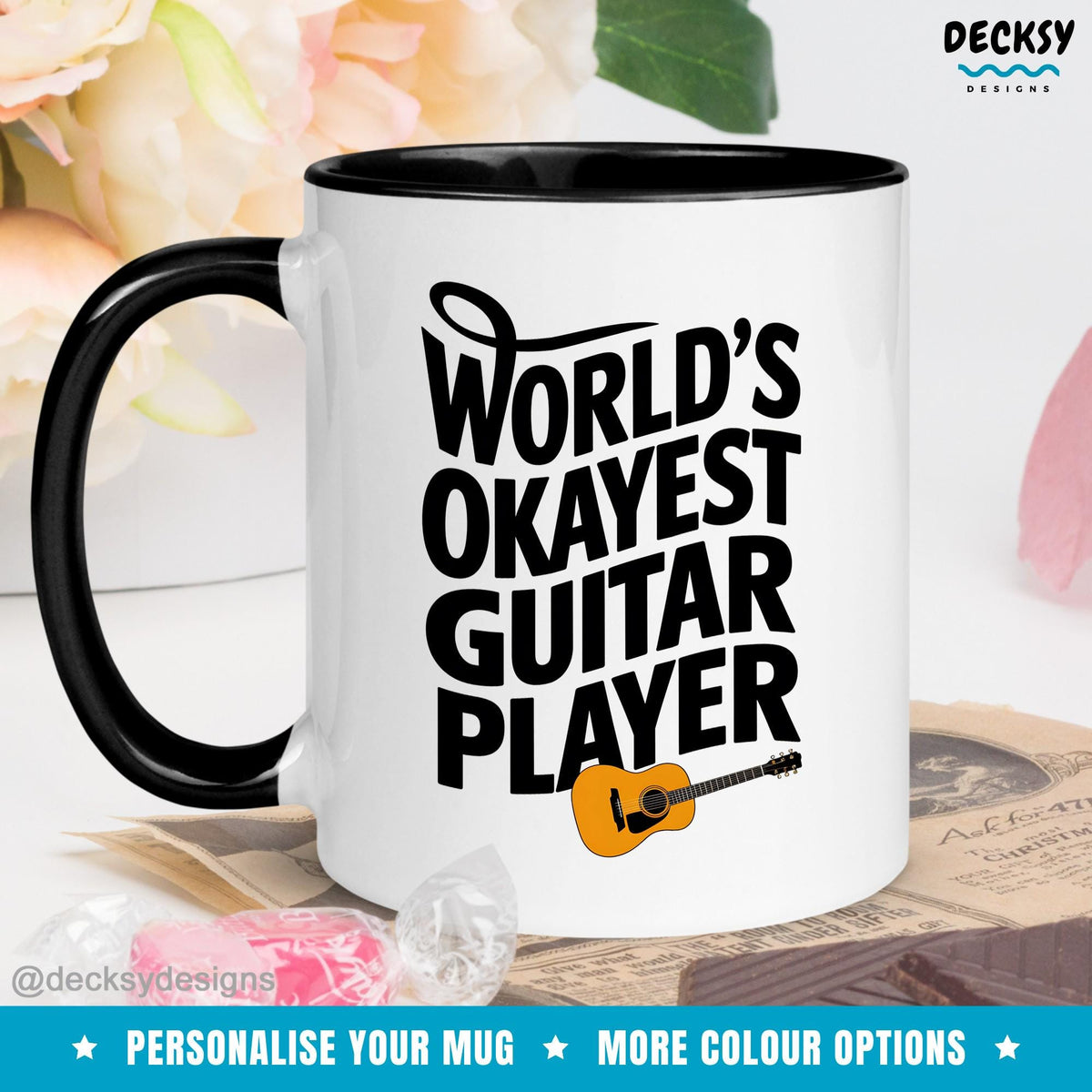 Funny Guitar Player Mug, Custom Guitarist Gift, Musician Cup, Music Teacher Gift For Bassist, Cool Guitar Mugs, Gift For Music Band Mugs by DecksyDesigns