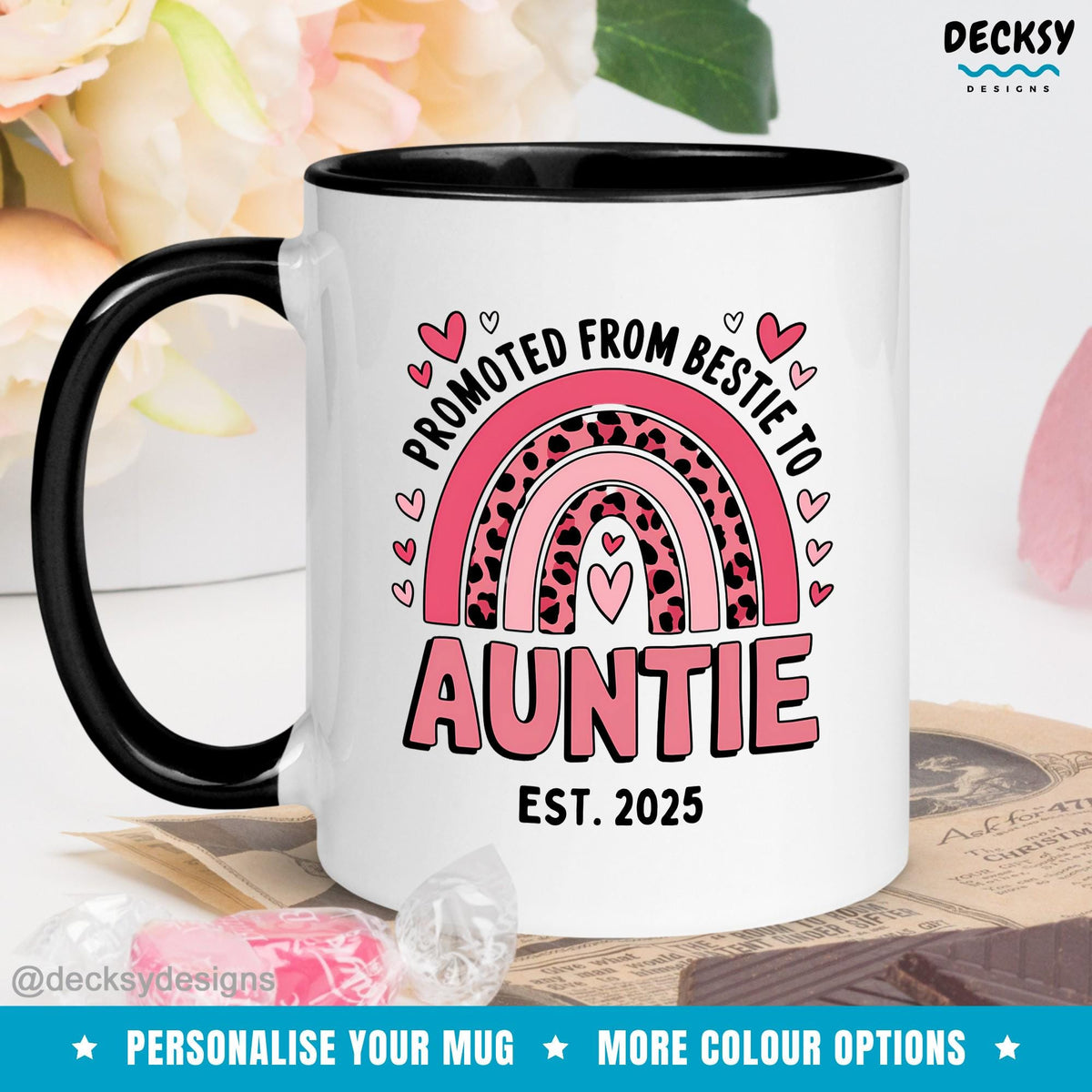 New Aunt Coffee Mug, Custom Bestie Mug, Best Friend Auntie, Aunt To Be Gift, Pregnancy Reveal, Baby Announcement, Sister To Aunt Mug Mugs by DecksyDesigns