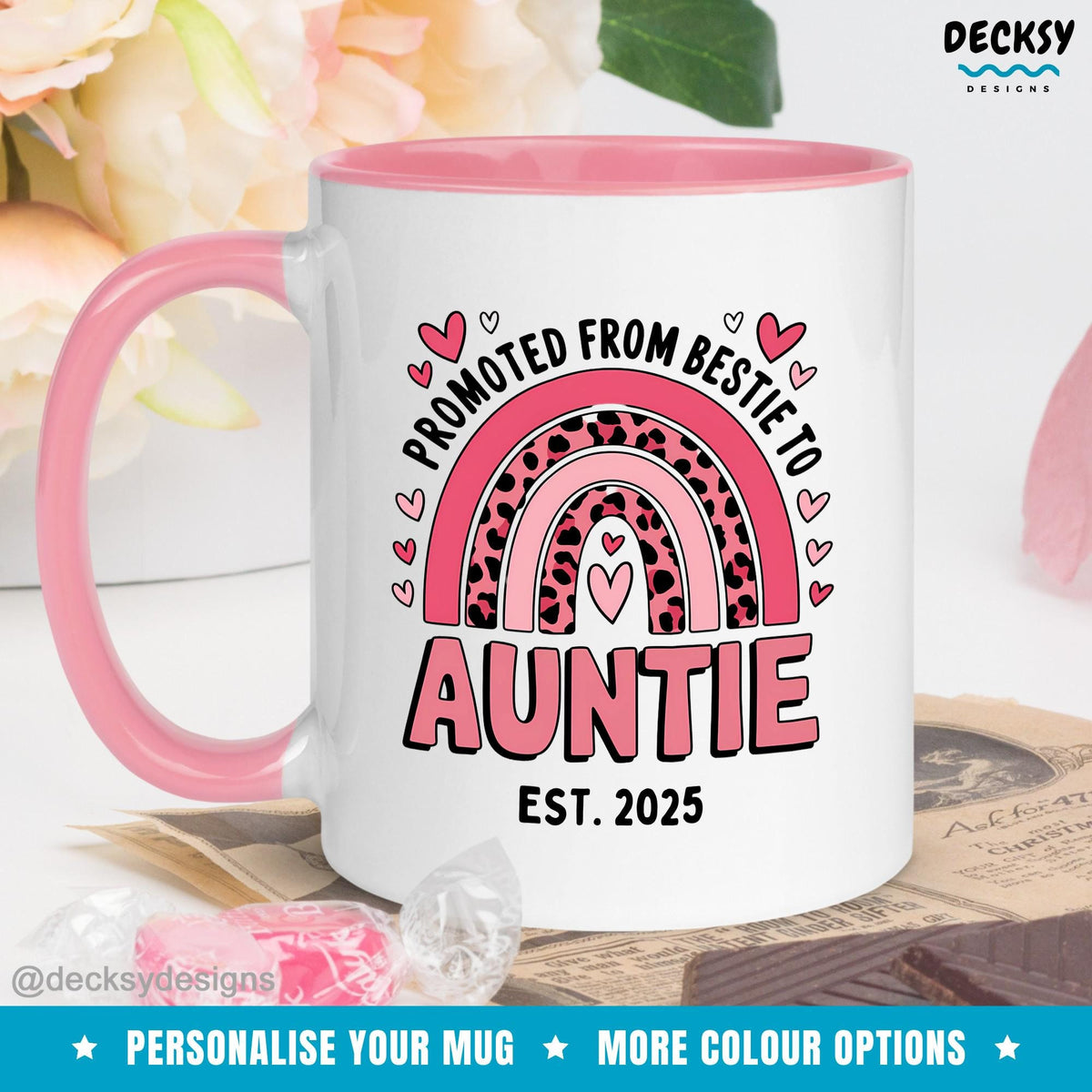 New Aunt Coffee Mug, Custom Bestie Mug, Best Friend Auntie, Aunt To Be Gift, Pregnancy Reveal, Baby Announcement, Sister To Aunt Mug Mugs by DecksyDesigns