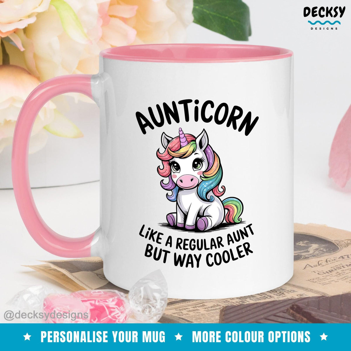 Unicorn Aunt Mug, Custom Aunt Birthday Gift, Aunticorn Mug, Aunt Coffee Mug, New Auntie Gift, New Aunt To Be Gift, Gift From Niece Mugs by DecksyDesigns