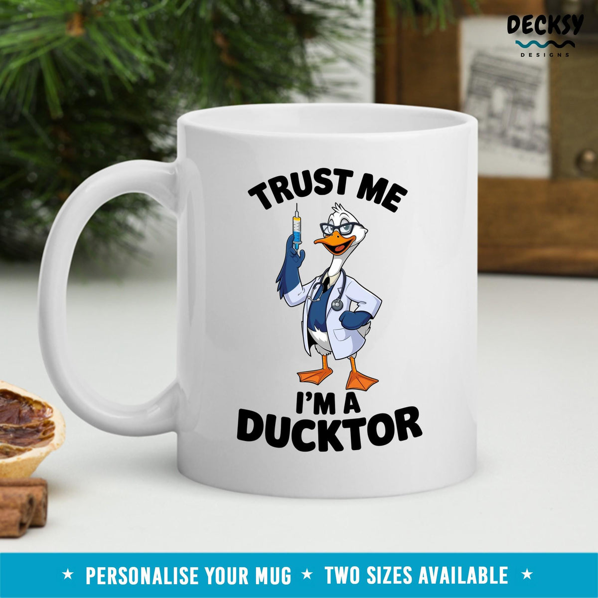 Personalized Doctor Coffee Mug: Funny Ducktor Gift Mugs by DecksyDesigns