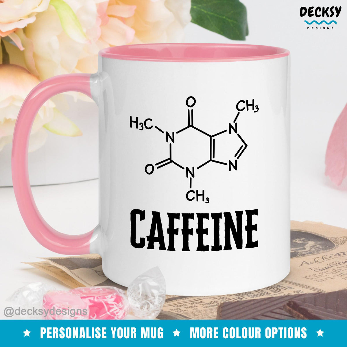 Funny Chemistry Coffee Mug, Caffeine Molecule, Chemistry Teacher, Custom Science Mug, Scientist Mug, Science Teacher Gift, Personalized Mug Mugs by DecksyDesigns