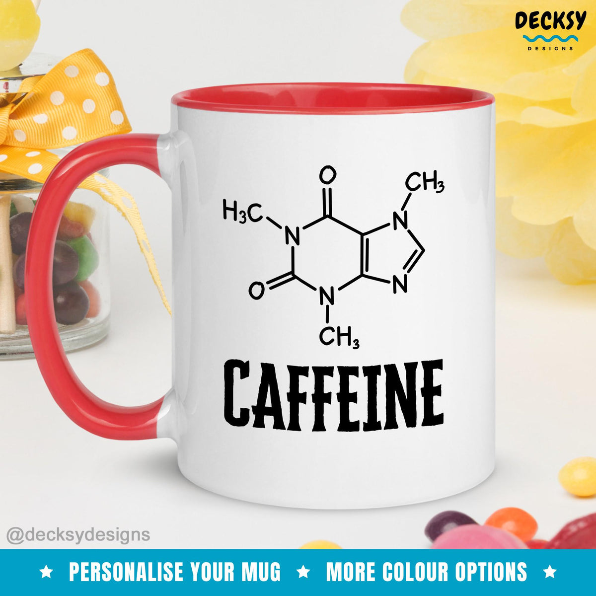Funny Chemistry Coffee Mug, Caffeine Molecule, Chemistry Teacher, Custom Science Mug, Scientist Mug, Science Teacher Gift, Personalized Mug Mugs by DecksyDesigns