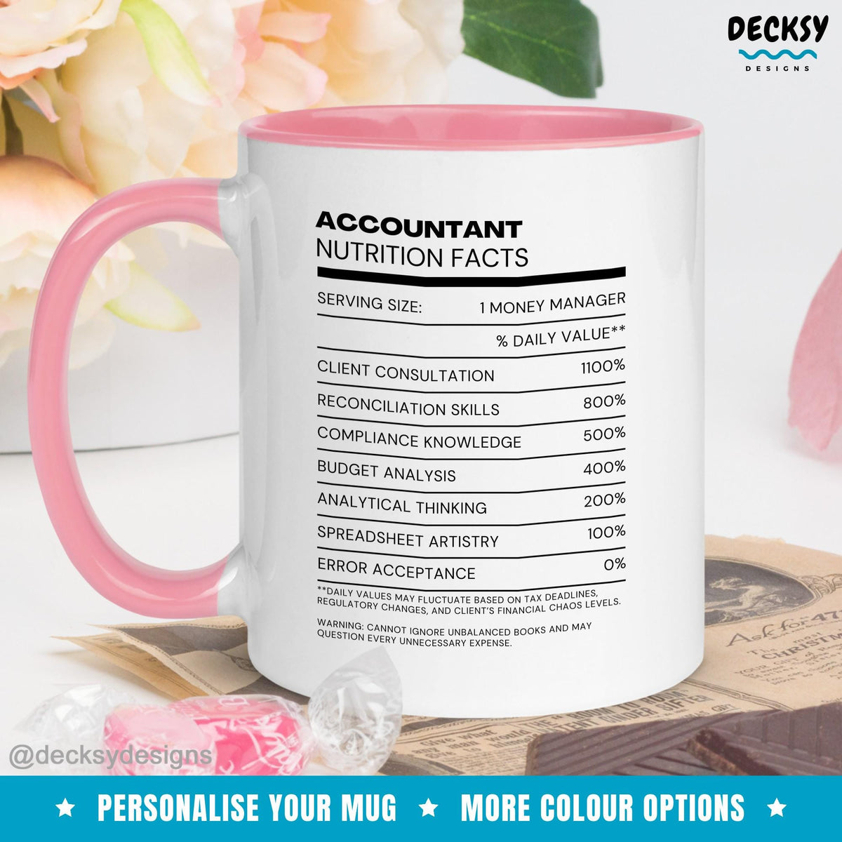 Accountant Mug, Custom Gift For Accountant, Cpa Nutrition Fact Mug, Tax Accountant Mug, Funny Office Mug, Bookkeeper Mug, Finance Consultant Mugs by DecksyDesigns