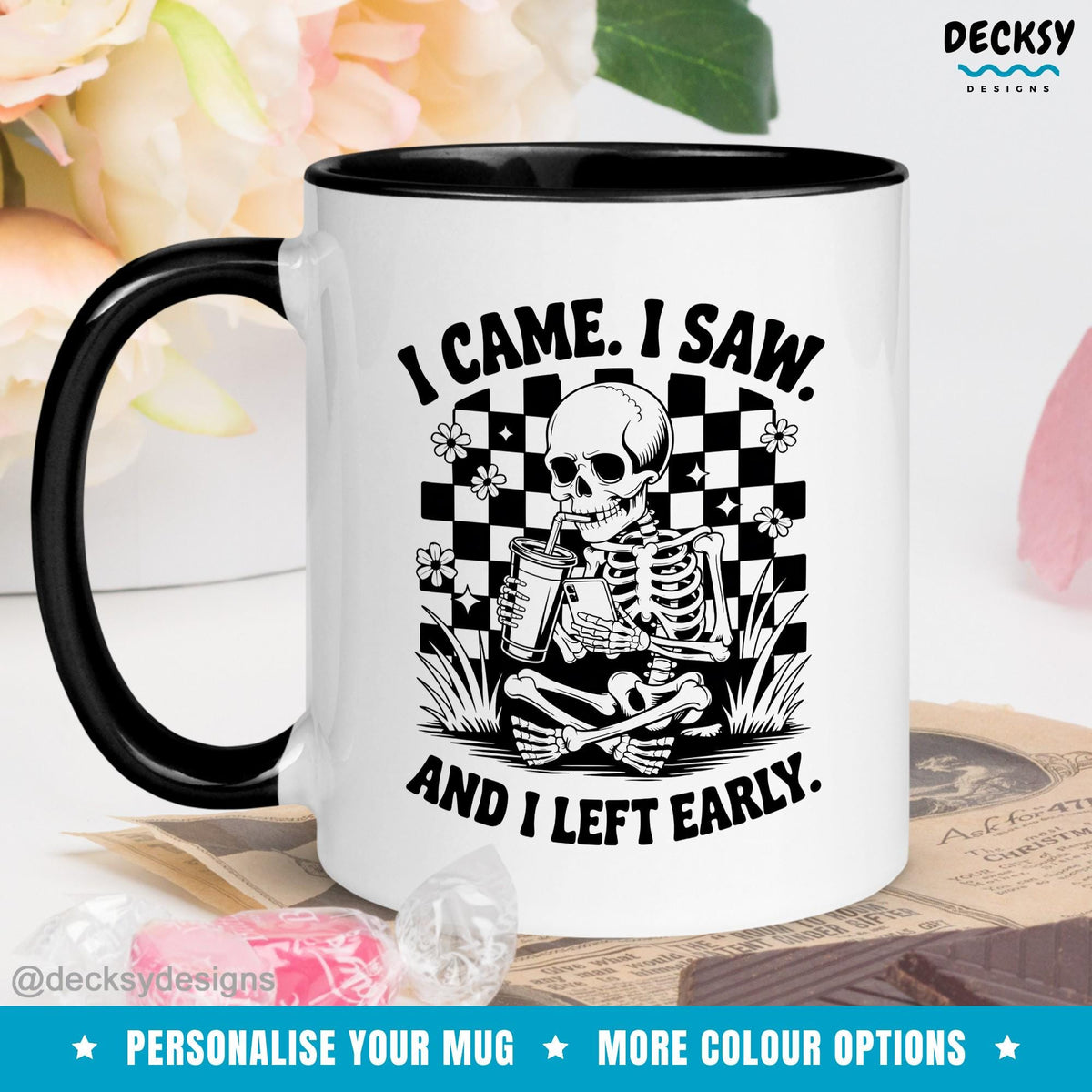 Introvert Coffee Mug, Custom Coworker Bestie Gift, Indoorsy Cup, Homebody Skeleton Mug, Antisocial Gift, Halloween Gift Men, Homebody Mugs Mugs by DecksyDesigns