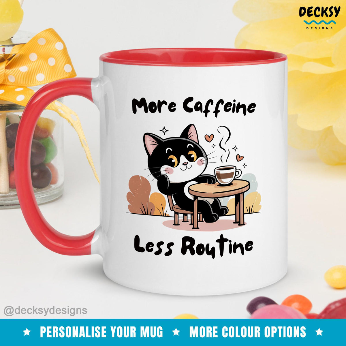 Funny Cat Lover Coffee Mug: Custom Work From Home Gift Mugs by DecksyDesigns