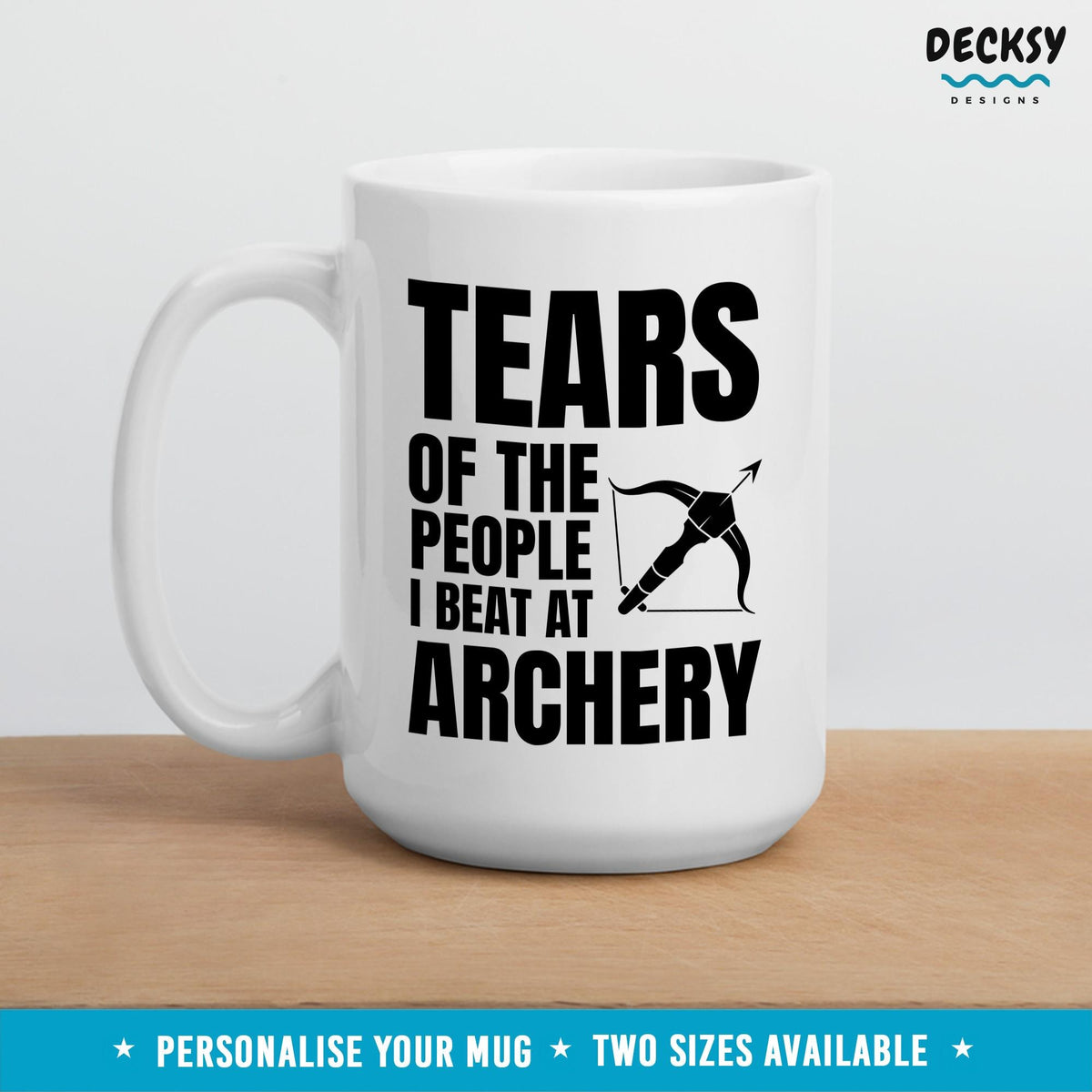 Archery Mug, Personalised Gift For Archer, Bow And Arrow Mug, Gift For Son, Archery Coach Gift, Sports Enthusiast Cup, Bow Hunting Mug Mugs by DecksyDesigns