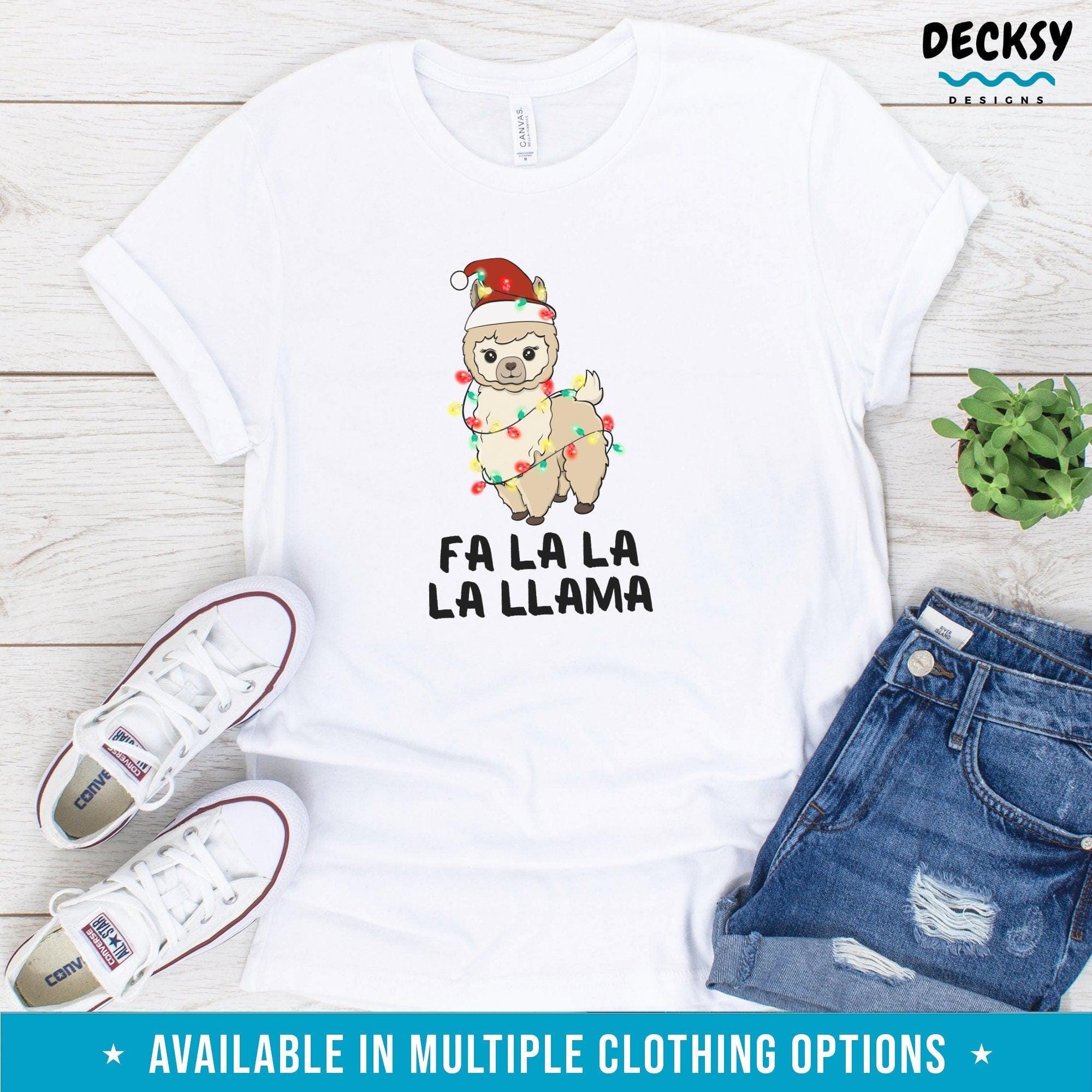 Llama Christmas Shirt, Cute Farm Animal Gift-Clothing:Gender-Neutral Adult Clothing:Tops & Tees:T-shirts:Graphic Tees-DecksyDesigns