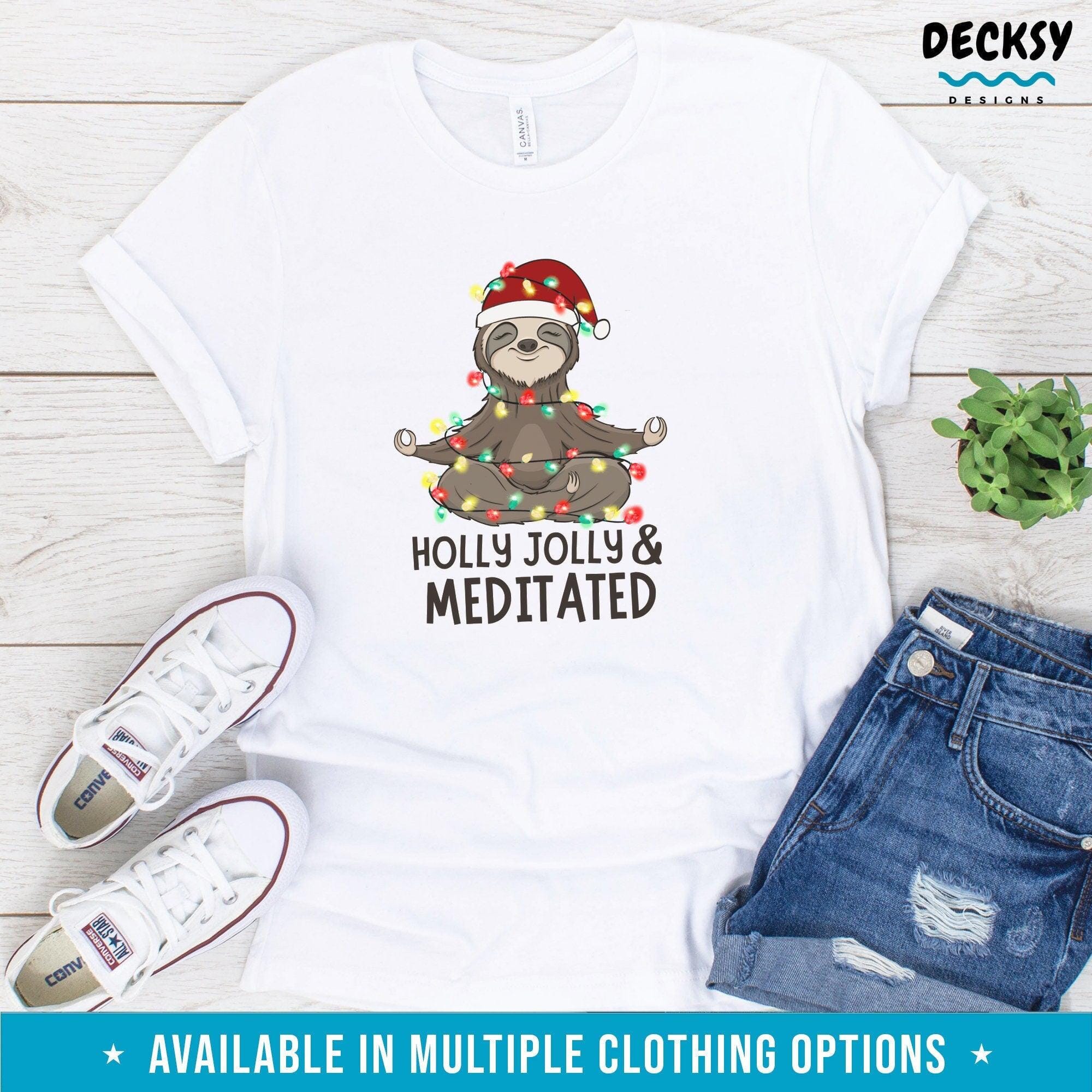 Meditated Shirt, Sloth Yoga Christmas Gift-Clothing:Gender-Neutral Adult Clothing:Tops & Tees:T-shirts:Graphic Tees-DecksyDesigns