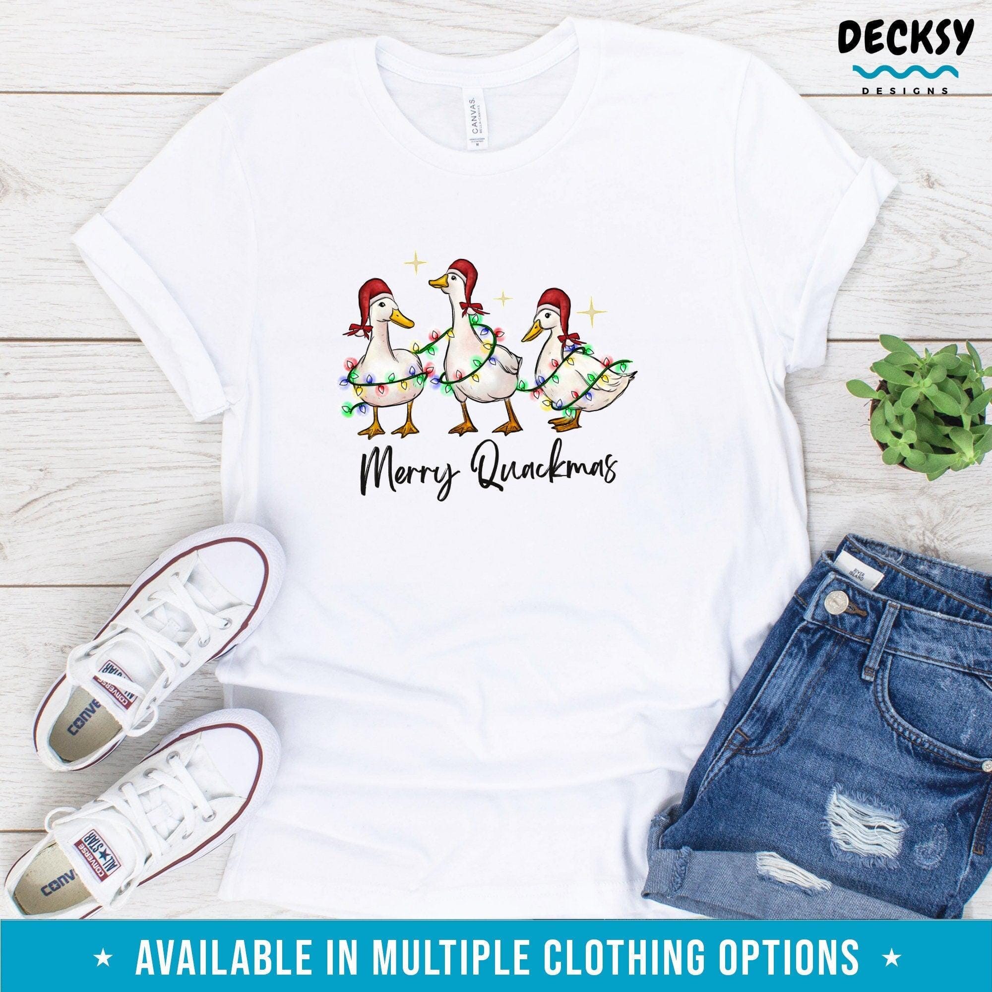 Merry Quackmas Ducks Christmas Shirt, Farm Animal Lover Gift-Clothing:Gender-Neutral Adult Clothing:Tops & Tees:T-shirts:Graphic Tees-DecksyDesigns