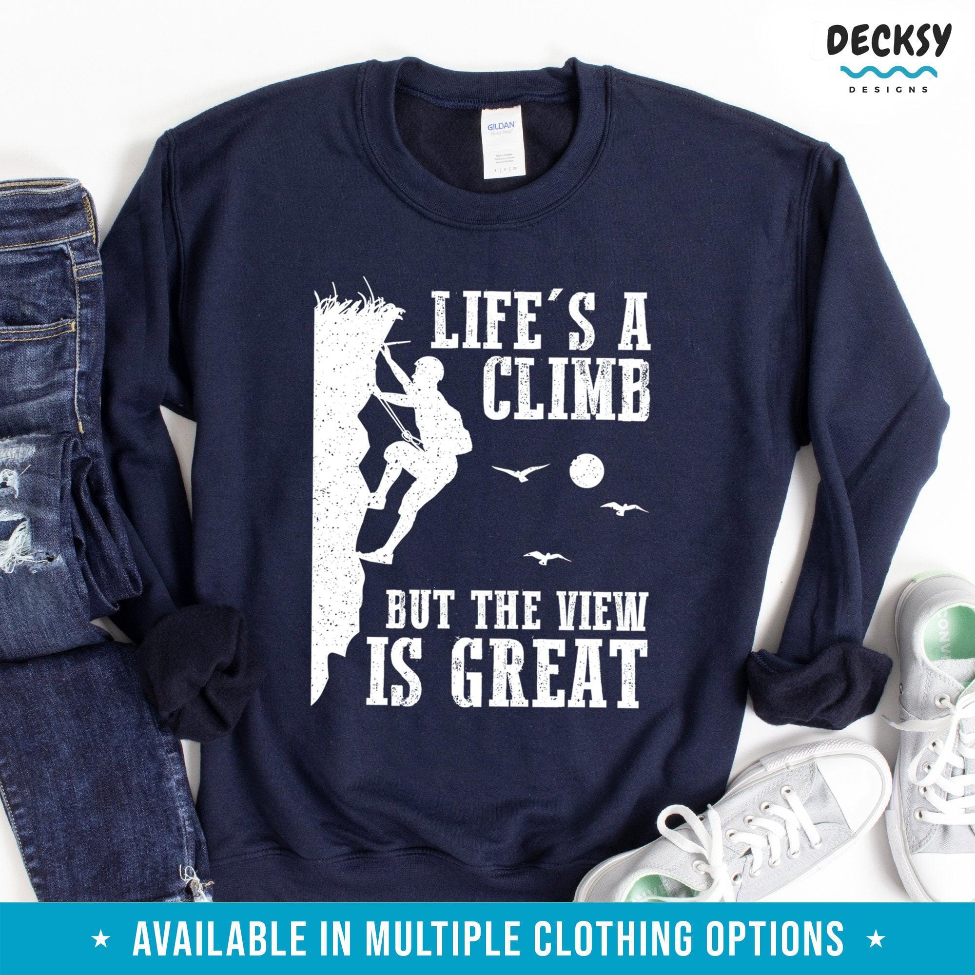 Mountain Climbing Shirt, Rock Climber Gift-Clothing:Gender-Neutral Adult Clothing:Tops & Tees:T-shirts:Graphic Tees-DecksyDesigns