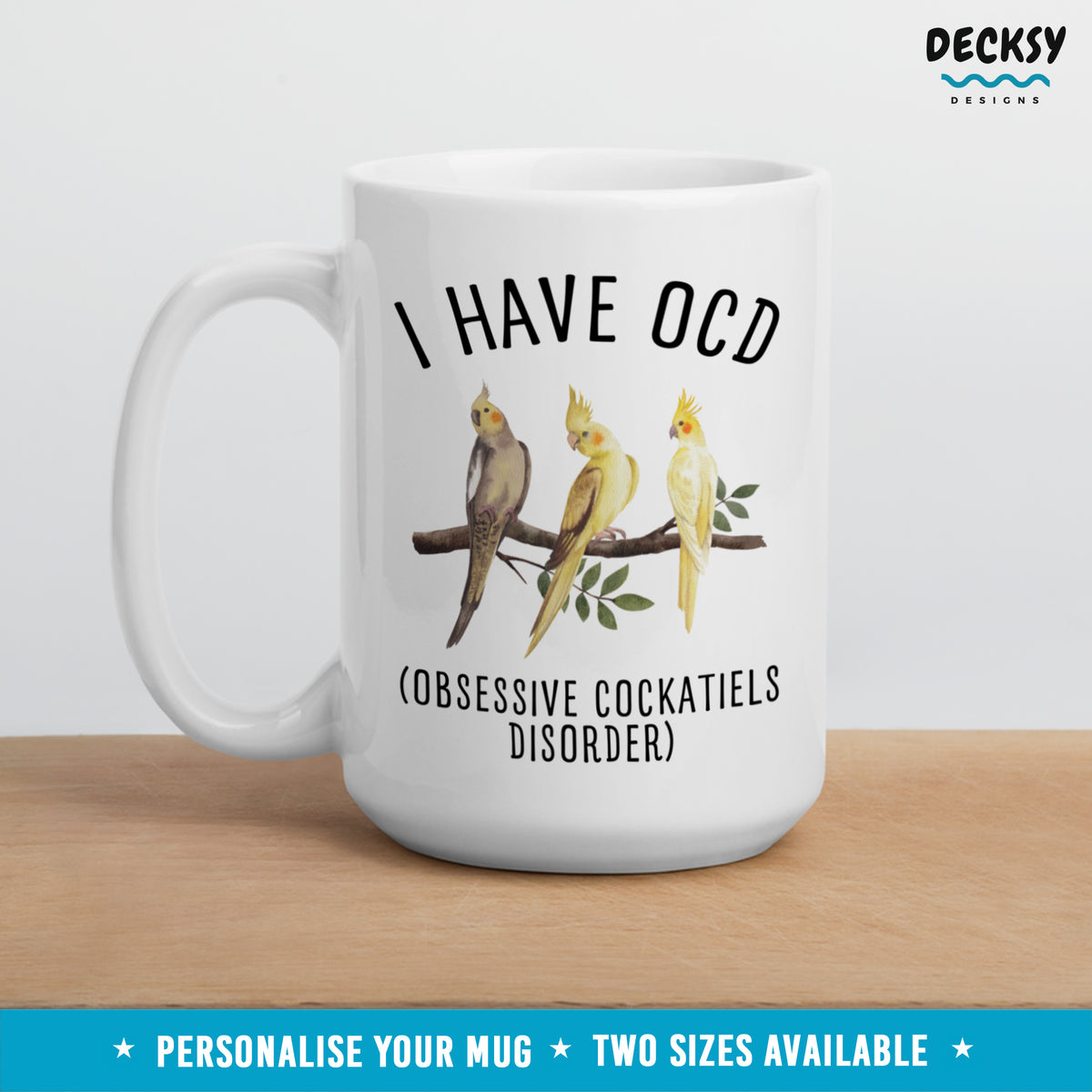 Cockatiel Mug, Funny Bird Gift, Personalised Cockatiel Owner Mug