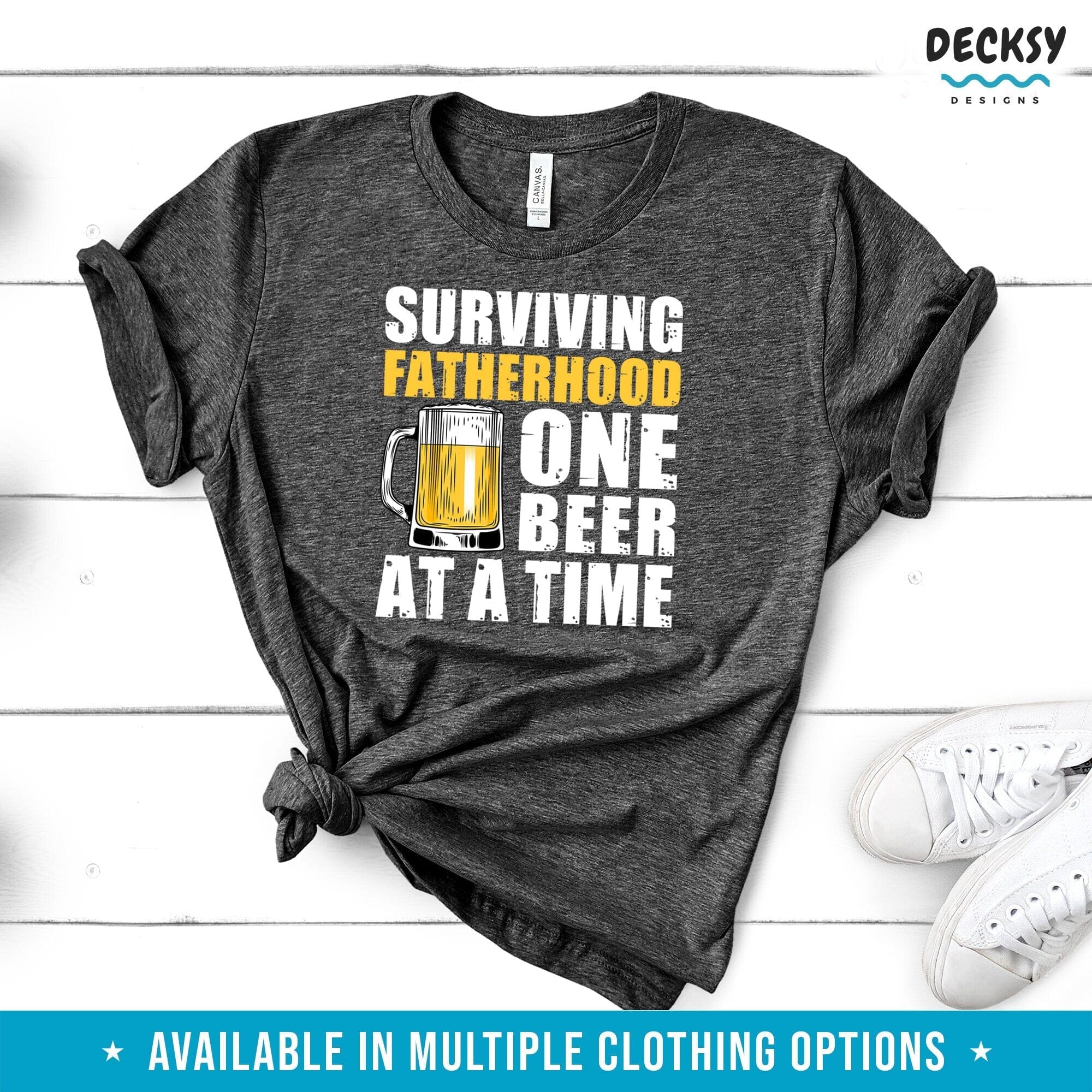 New Dad Tshirt, Funny Beer Dad Gift-Clothing:Gender-Neutral Adult Clothing:Tops & Tees:T-shirts:Graphic Tees-DecksyDesigns