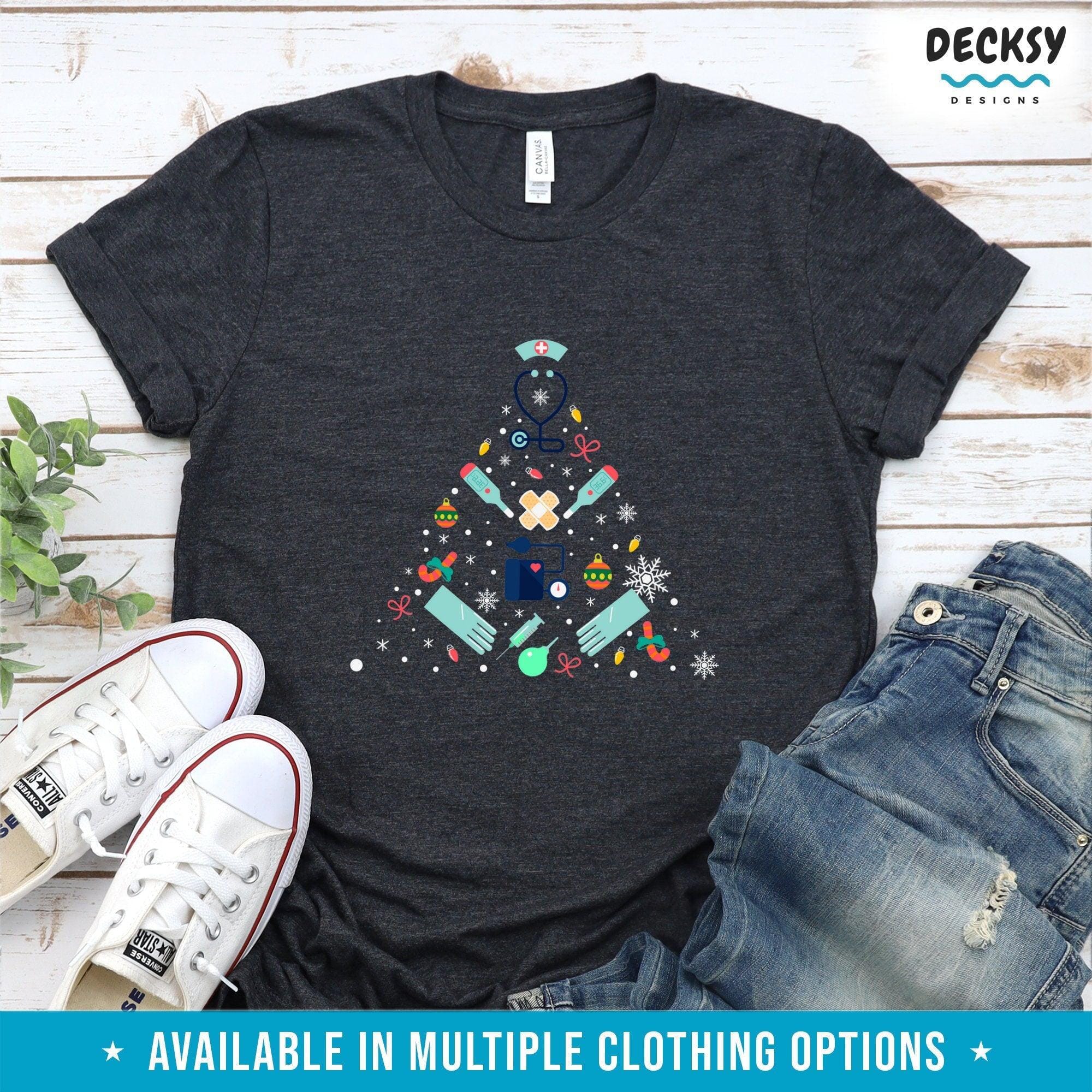 Nurse Christmas Tree Shirt, Gift For Nurse-Clothing:Gender-Neutral Adult Clothing:Tops & Tees:T-shirts:Graphic Tees-DecksyDesigns