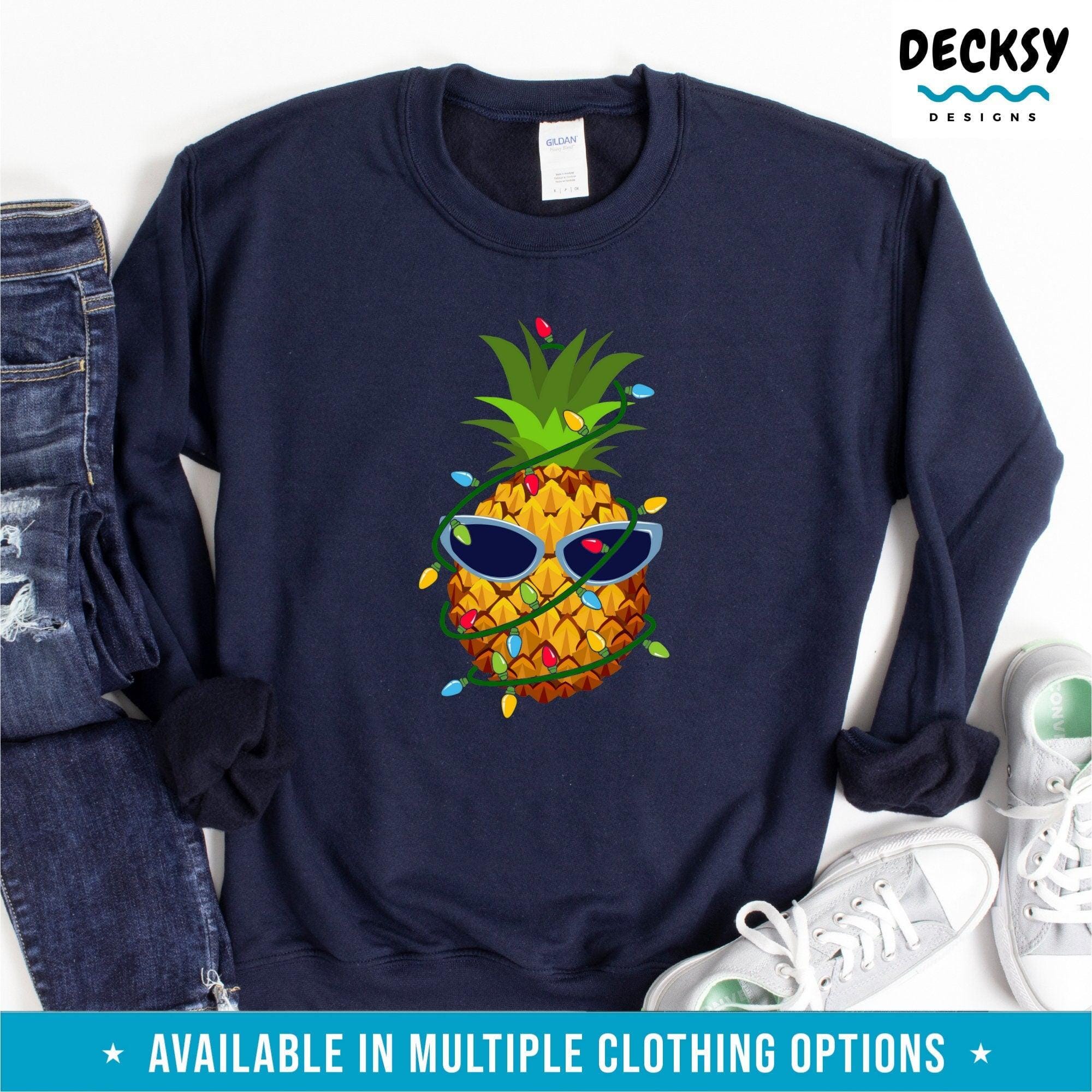 Pineapple Christmas Shirt, Xmas Pineapple Lover Gift-Clothing:Gender-Neutral Adult Clothing:Tops & Tees:T-shirts:Graphic Tees-DecksyDesigns