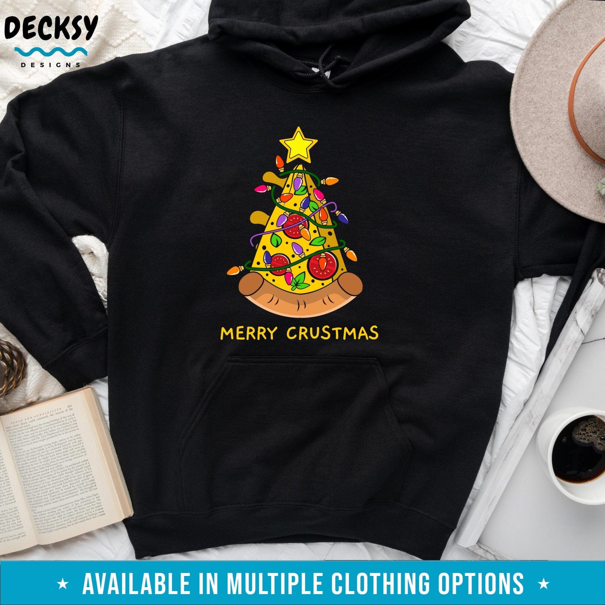 Pizza Christmas Tree Shirt, Funny Christmas Gift-Clothing:Gender-Neutral Adult Clothing:Tops & Tees:T-shirts:Graphic Tees-DecksyDesigns