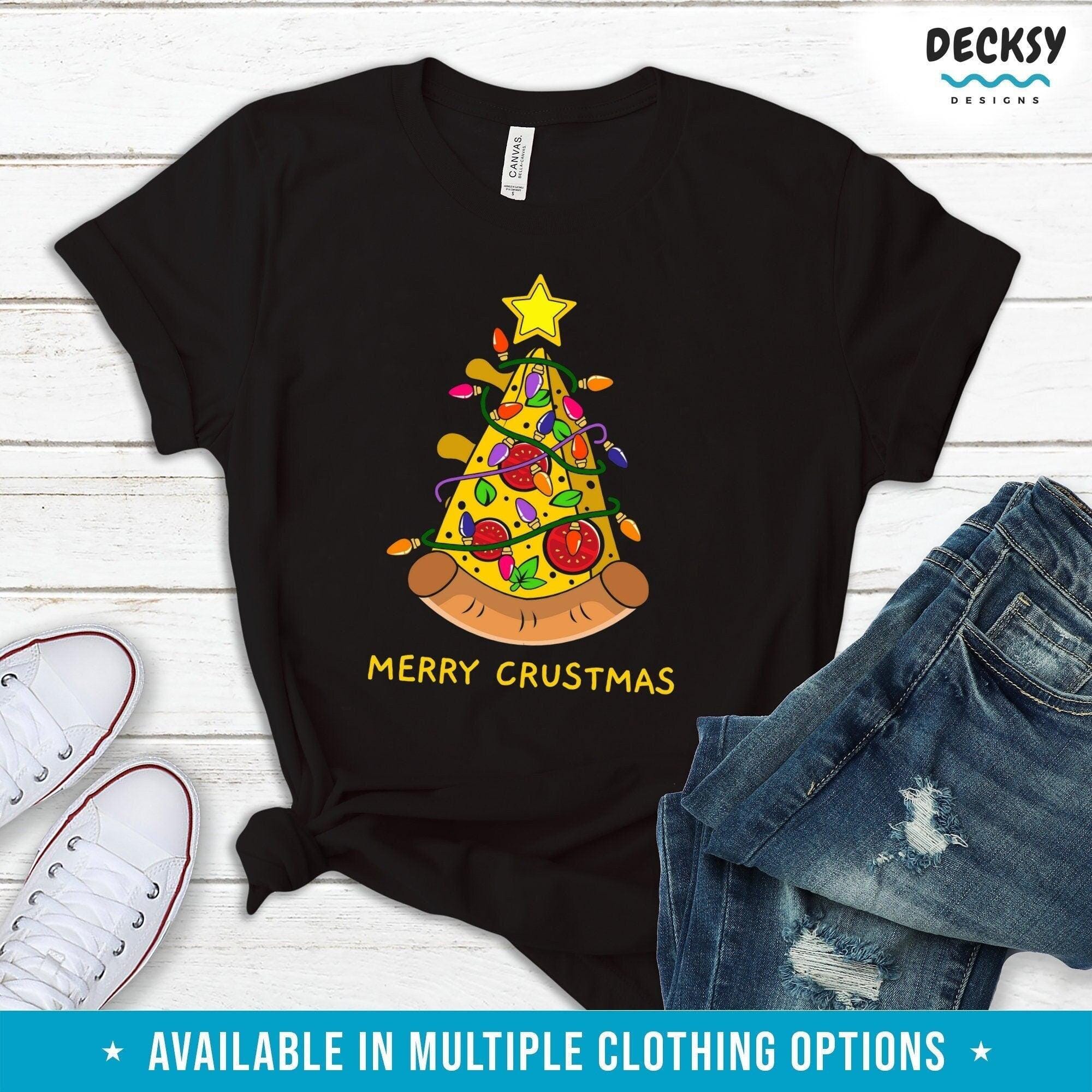 Pizza Christmas Tree Shirt, Funny Christmas Gift-Clothing:Gender-Neutral Adult Clothing:Tops & Tees:T-shirts:Graphic Tees-DecksyDesigns