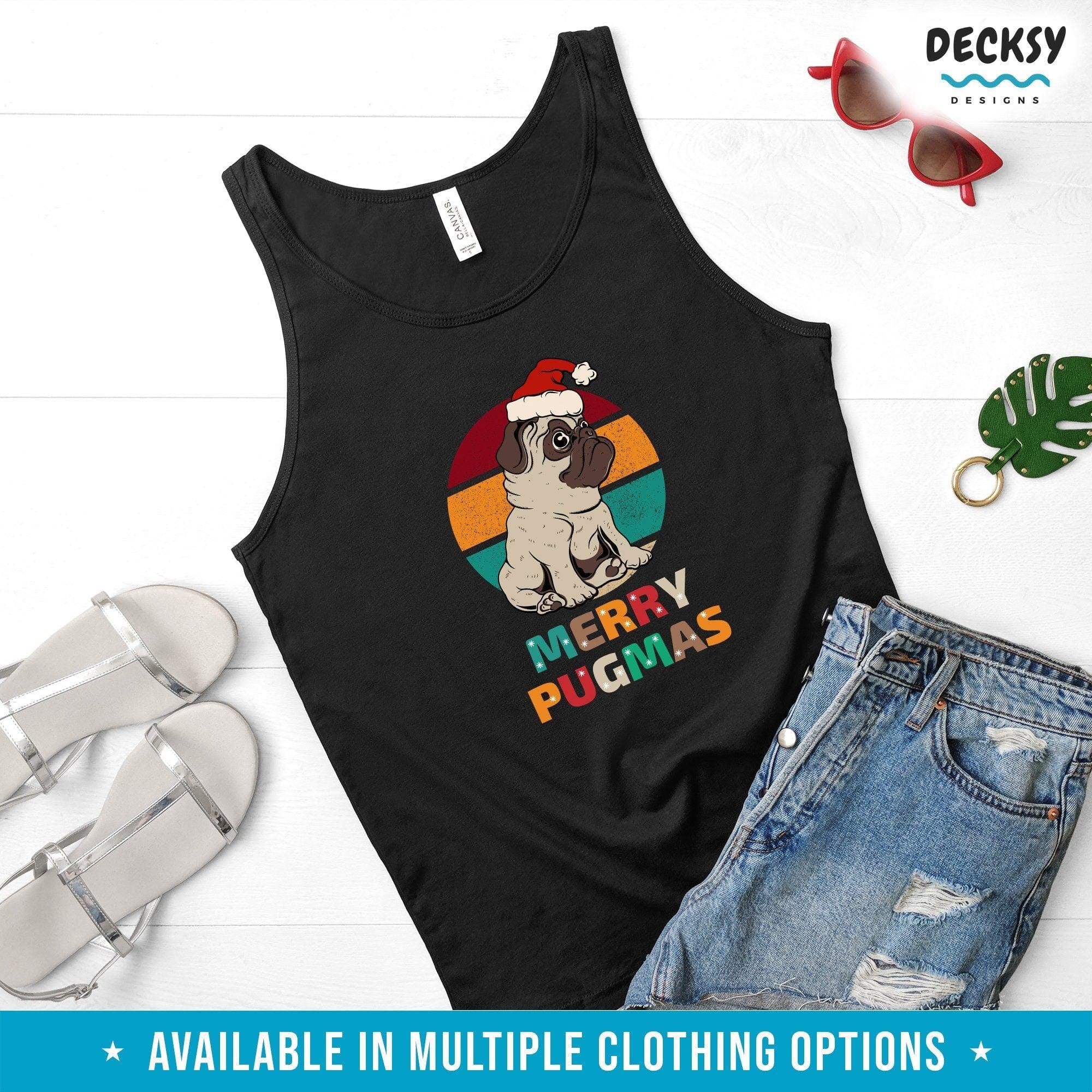 Pug Christmas Shirt, Dog Lovers Gifts-Clothing:Gender-Neutral Adult Clothing:Tops & Tees:T-shirts:Graphic Tees-DecksyDesigns