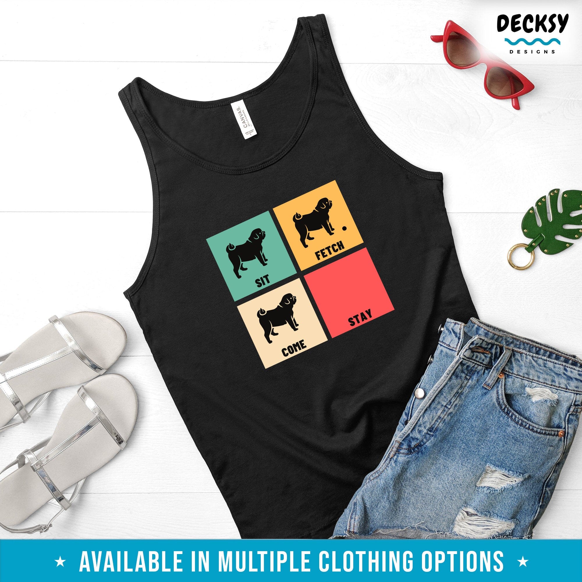 Pug T Shirt, Dog Sitter Gift-Clothing:Gender-Neutral Adult Clothing:Tops & Tees:T-shirts:Graphic Tees-DecksyDesigns