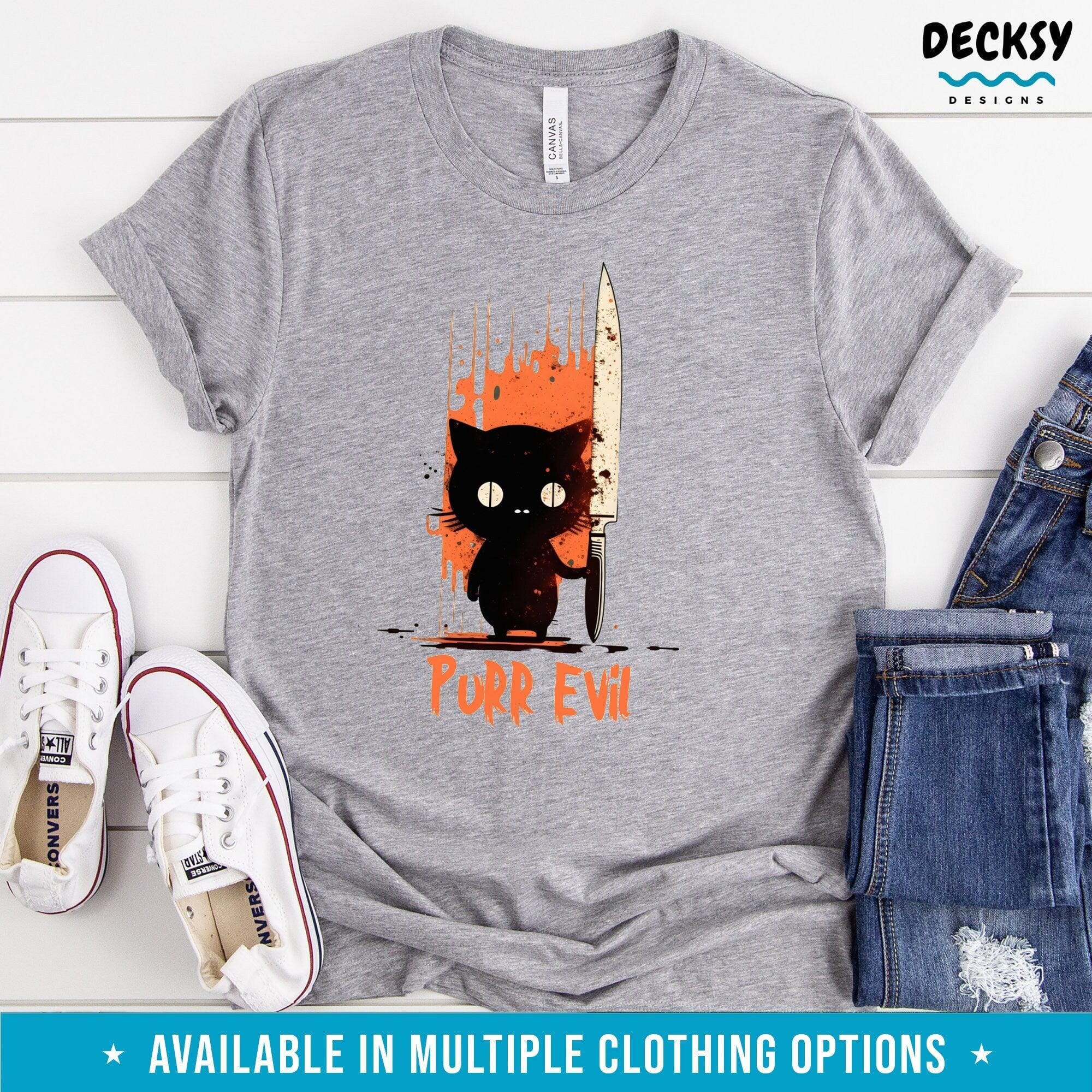 Purr Evil Shirt, Funny Cat Lover Gift-Clothing:Gender-Neutral Adult Clothing:Tops & Tees:T-shirts:Graphic Tees-DecksyDesigns