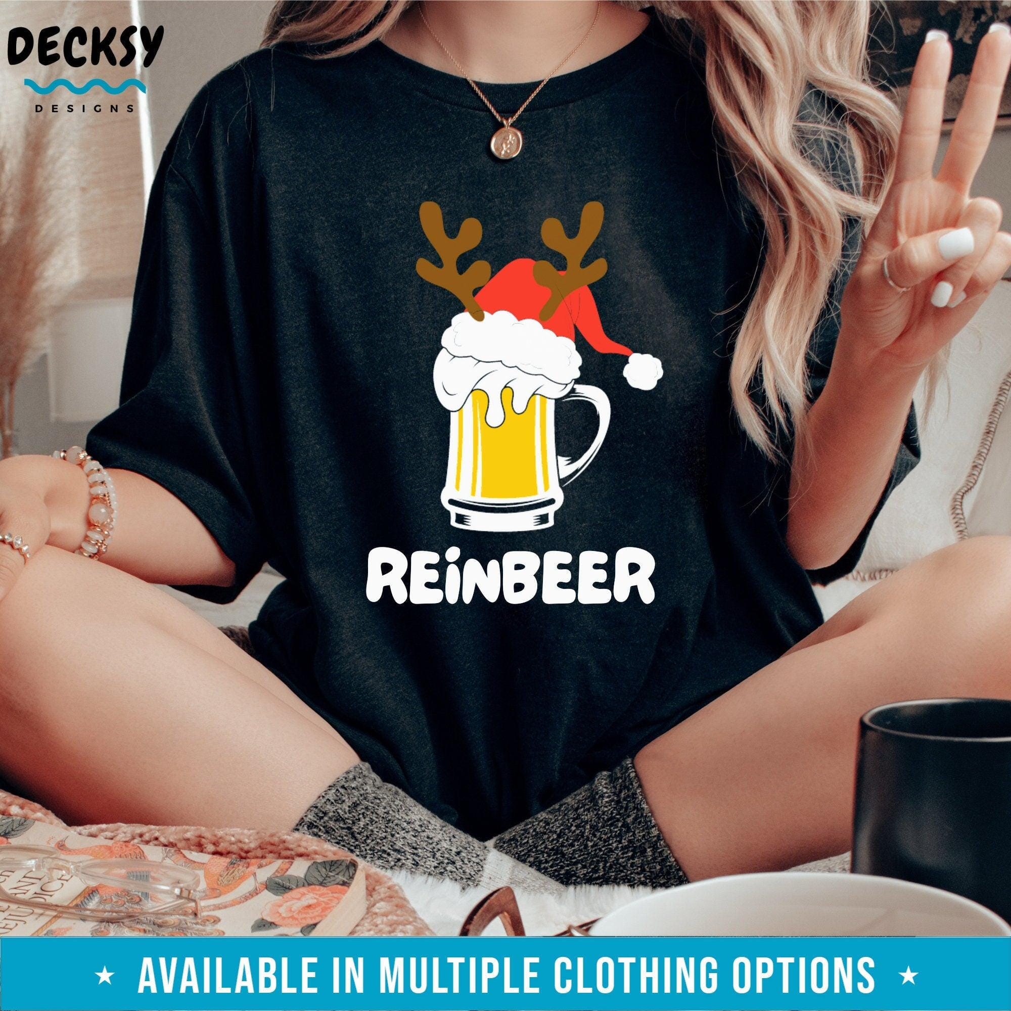 Reinbeer Shirt, Beer Reindeer Funny Christmas Gift-Clothing:Gender-Neutral Adult Clothing:Tops & Tees:T-shirts:Graphic Tees-DecksyDesigns