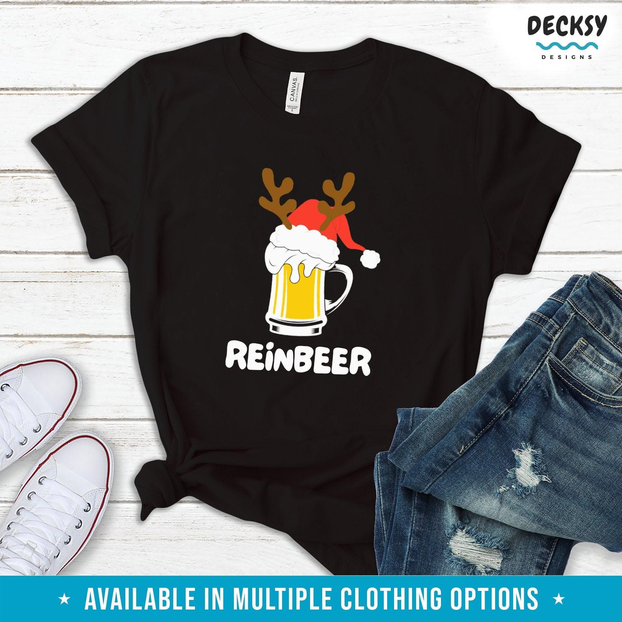 Reinbeer Shirt, Beer Reindeer Funny Christmas Gift-Clothing:Gender-Neutral Adult Clothing:Tops & Tees:T-shirts:Graphic Tees-DecksyDesigns