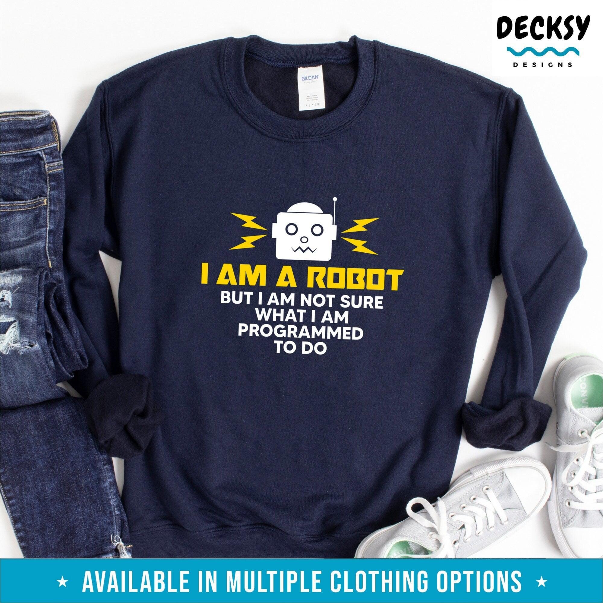 Robot Tshirt, Programmer Gift-Clothing:Gender-Neutral Adult Clothing:Tops & Tees:T-shirts:Graphic Tees-DecksyDesigns