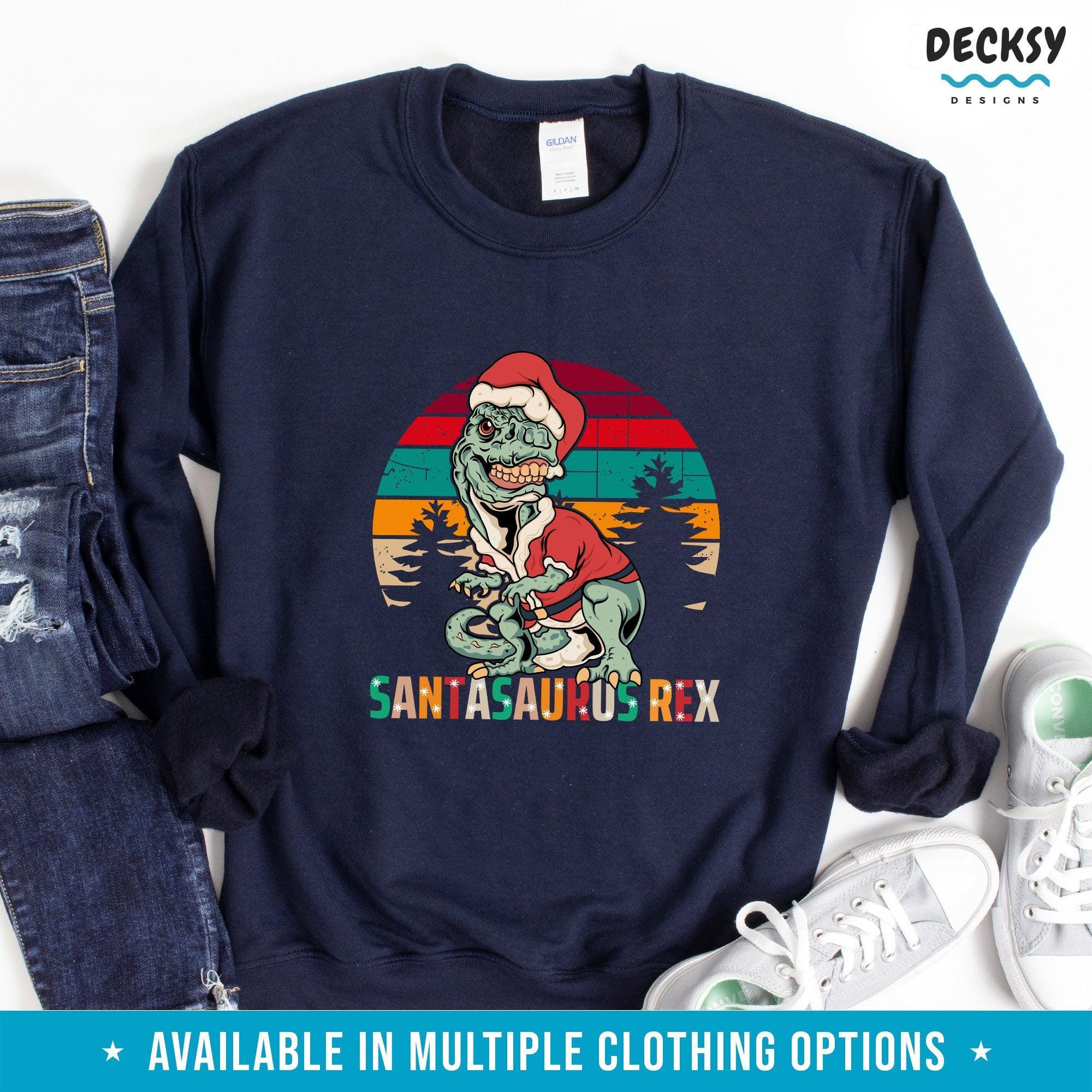 Santa Dinosaur Shirt, Christmas Gift-Clothing:Gender-Neutral Adult Clothing:Tops & Tees:T-shirts:Graphic Tees-DecksyDesigns