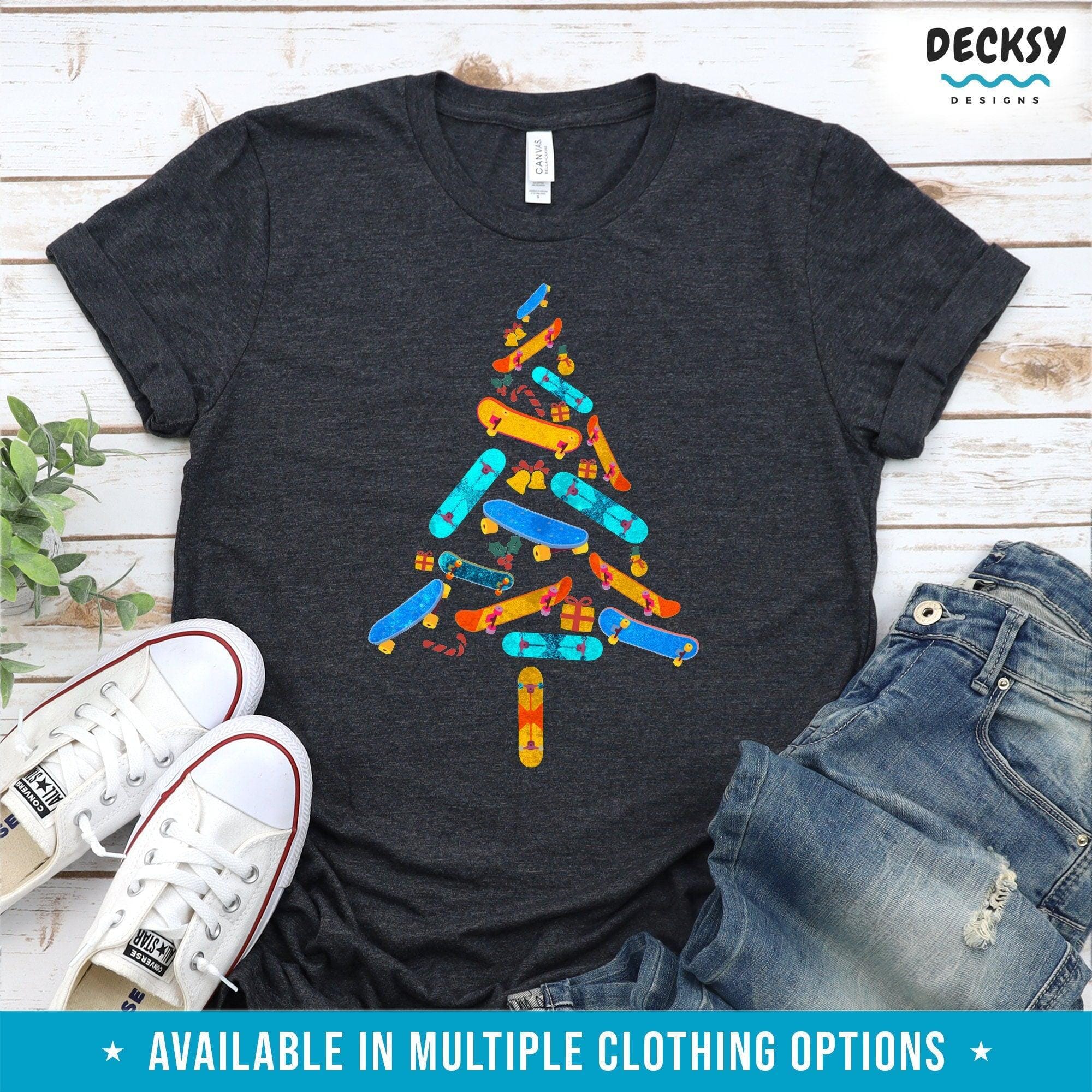 Skateboard Christmas Shirt, Skateboarder Gift-Clothing:Gender-Neutral Adult Clothing:Tops & Tees:T-shirts:Graphic Tees-DecksyDesigns