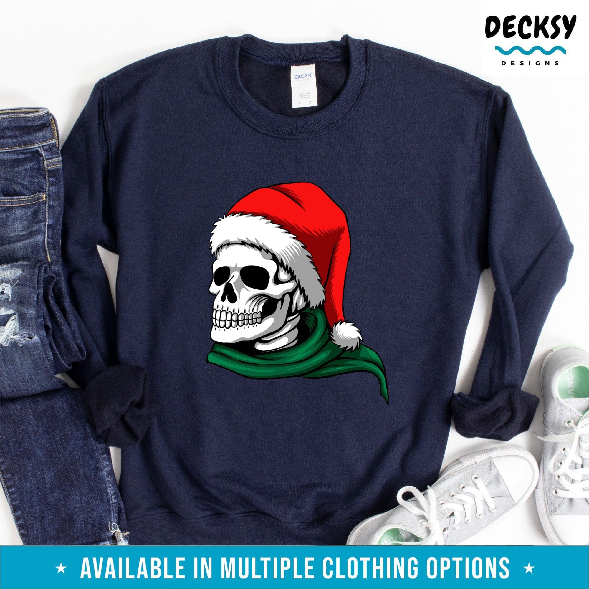 Skeleton Christmas Shirt, Creepy Xmas Gift-Clothing:Gender-Neutral Adult Clothing:Tops & Tees:T-shirts:Graphic Tees-DecksyDesigns