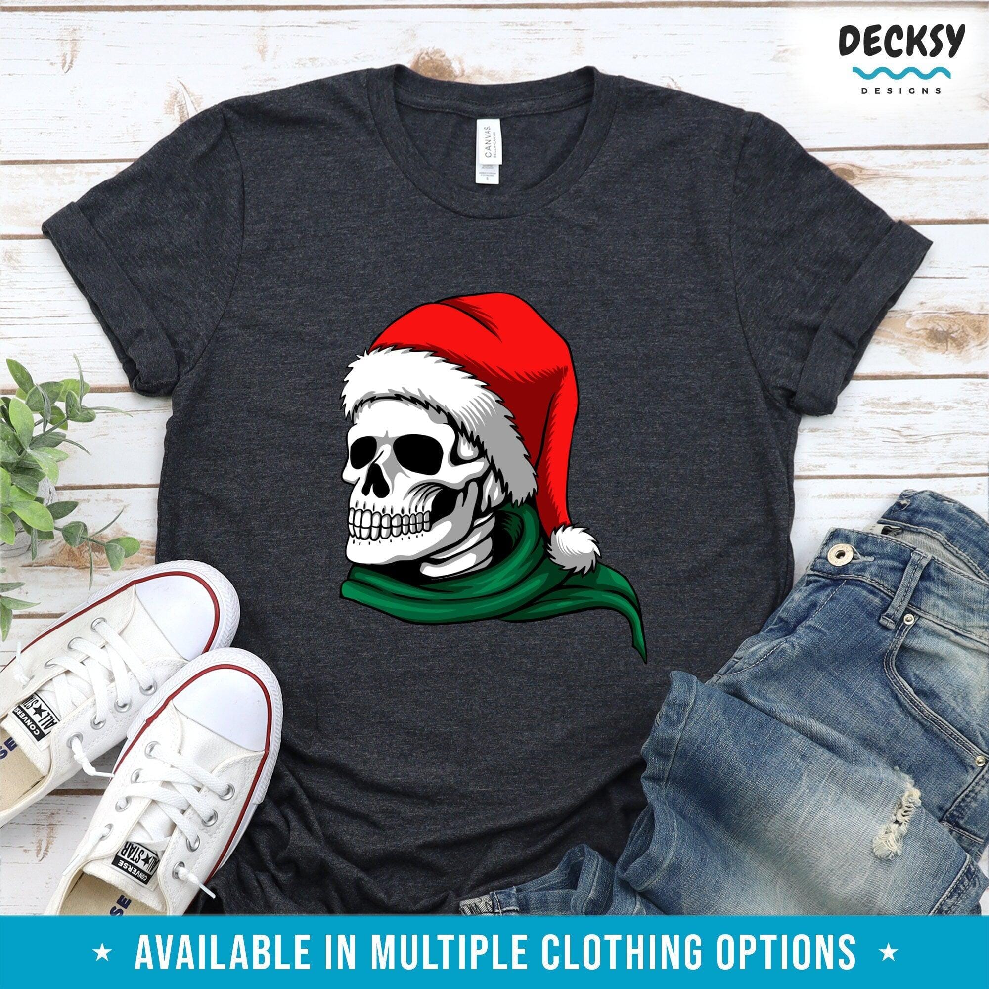 Skeleton Christmas Shirt, Creepy Xmas Gift-Clothing:Gender-Neutral Adult Clothing:Tops & Tees:T-shirts:Graphic Tees-DecksyDesigns