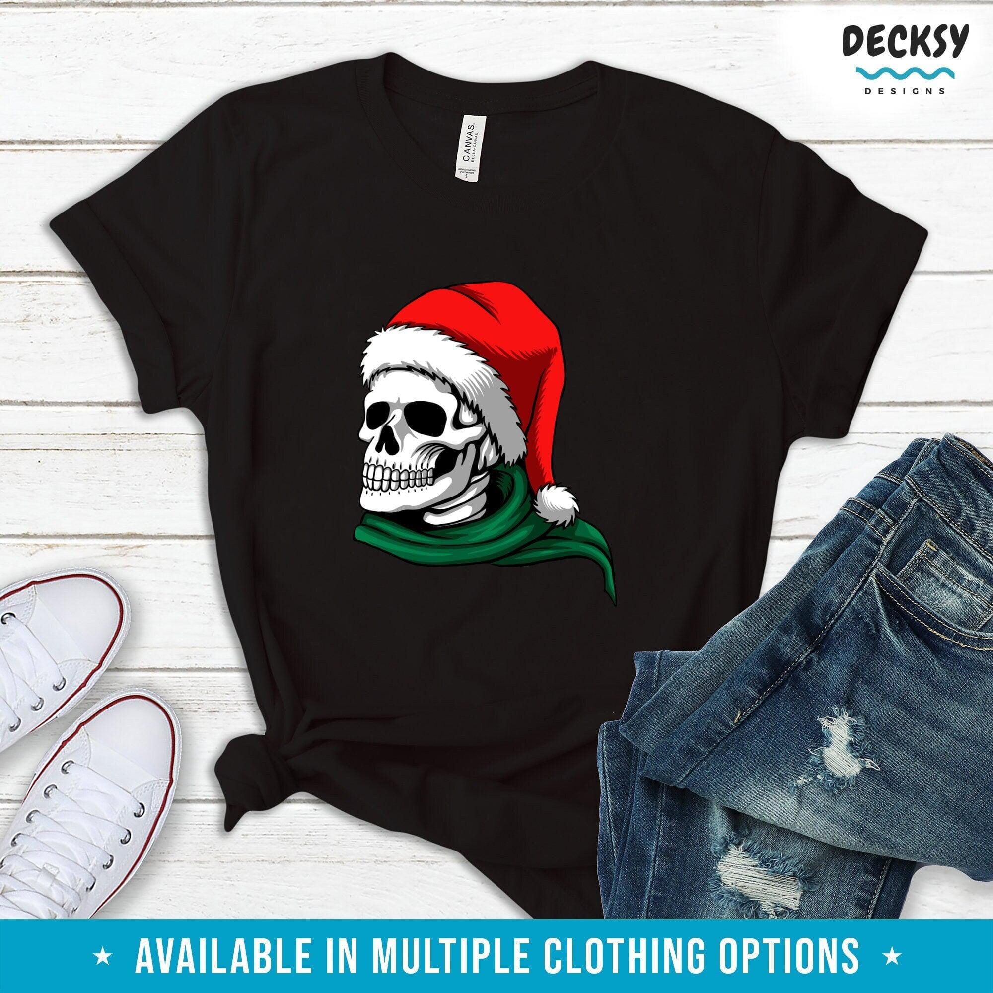 Skeleton Christmas Shirt, Creepy Xmas Gift-Clothing:Gender-Neutral Adult Clothing:Tops & Tees:T-shirts:Graphic Tees-DecksyDesigns