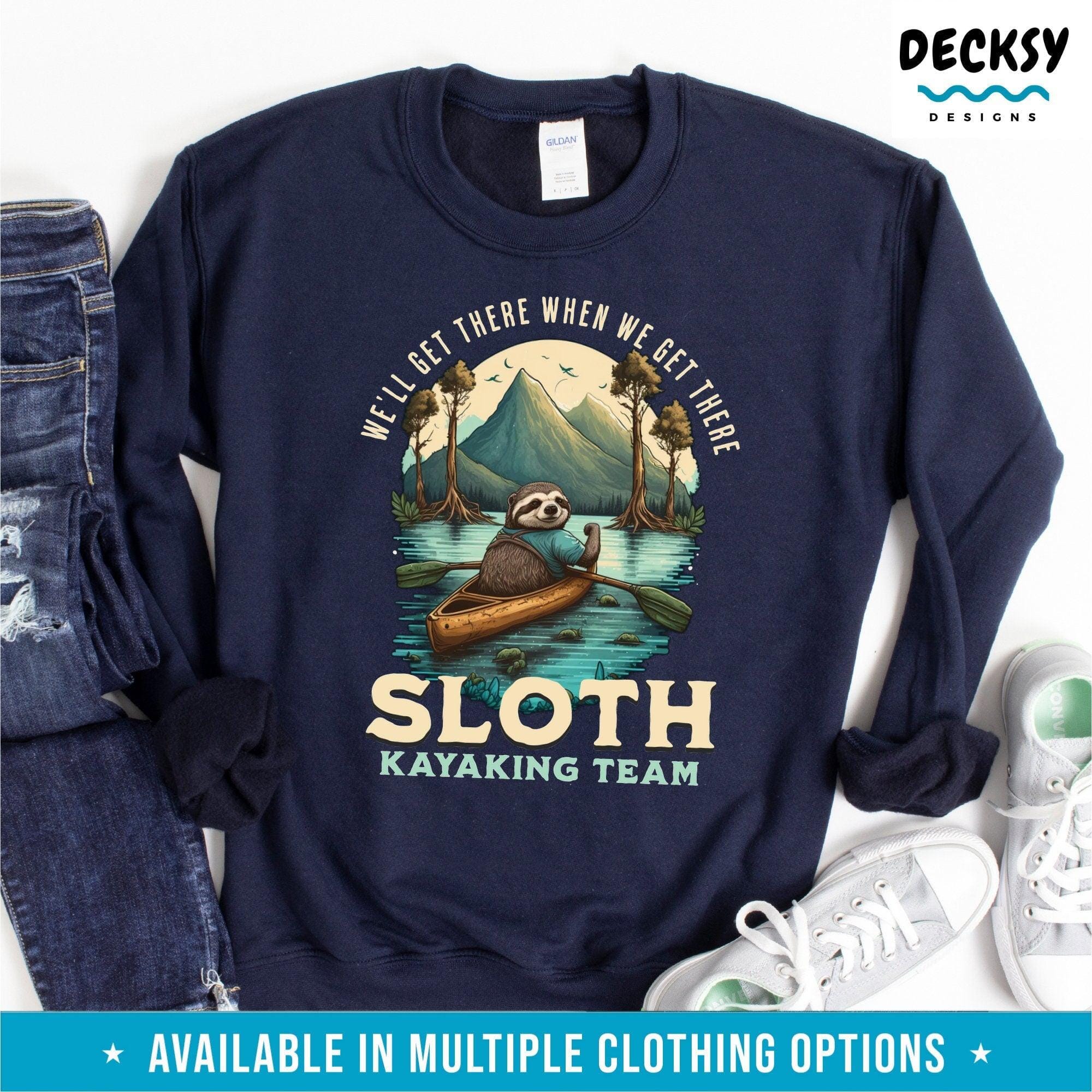 Sloth Kayaking Shirt, Gift For Kayaker-Clothing:Gender-Neutral Adult Clothing:Tops & Tees:T-shirts:Graphic Tees-DecksyDesigns