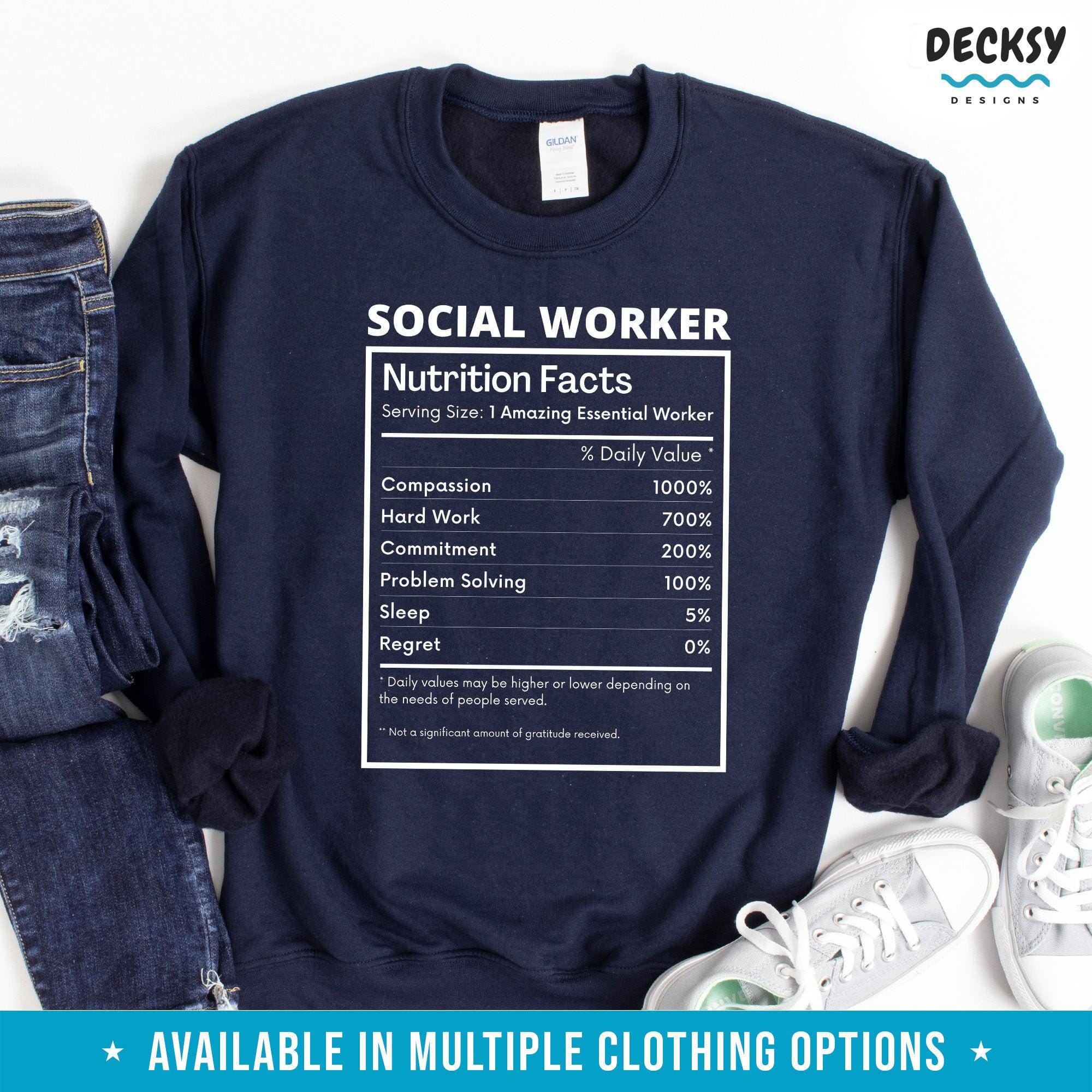 Social Worker Tshirt, Nutritional Facts Gift-Clothing:Gender-Neutral Adult Clothing:Tops & Tees:T-shirts:Graphic Tees-DecksyDesigns