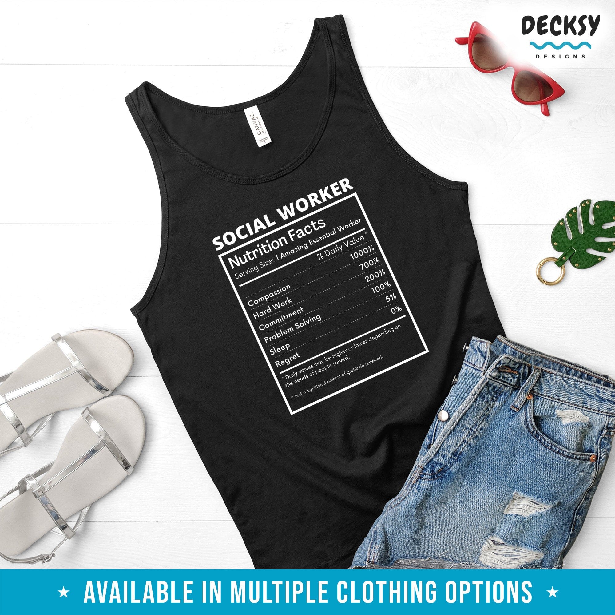 Social Worker Tshirt, Nutritional Facts Gift-Clothing:Gender-Neutral Adult Clothing:Tops & Tees:T-shirts:Graphic Tees-DecksyDesigns