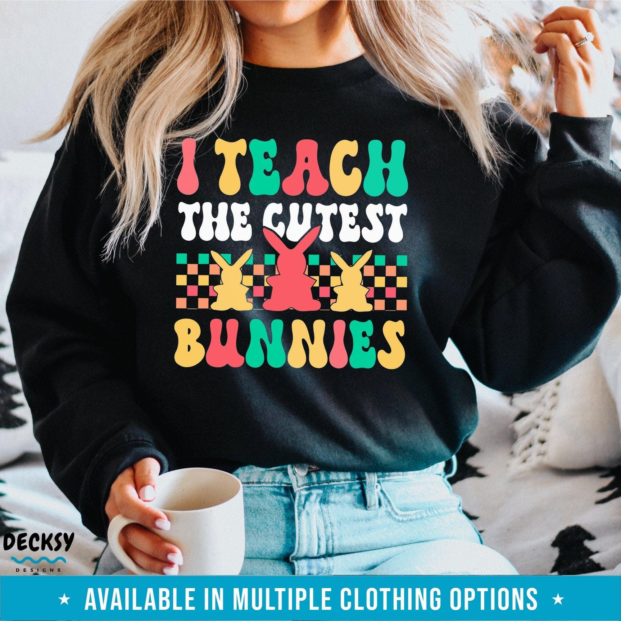 Teacher Bunny Shirt, Cute Easter Gift-Clothing:Gender-Neutral Adult Clothing:Tops & Tees:T-shirts:Graphic Tees-DecksyDesigns