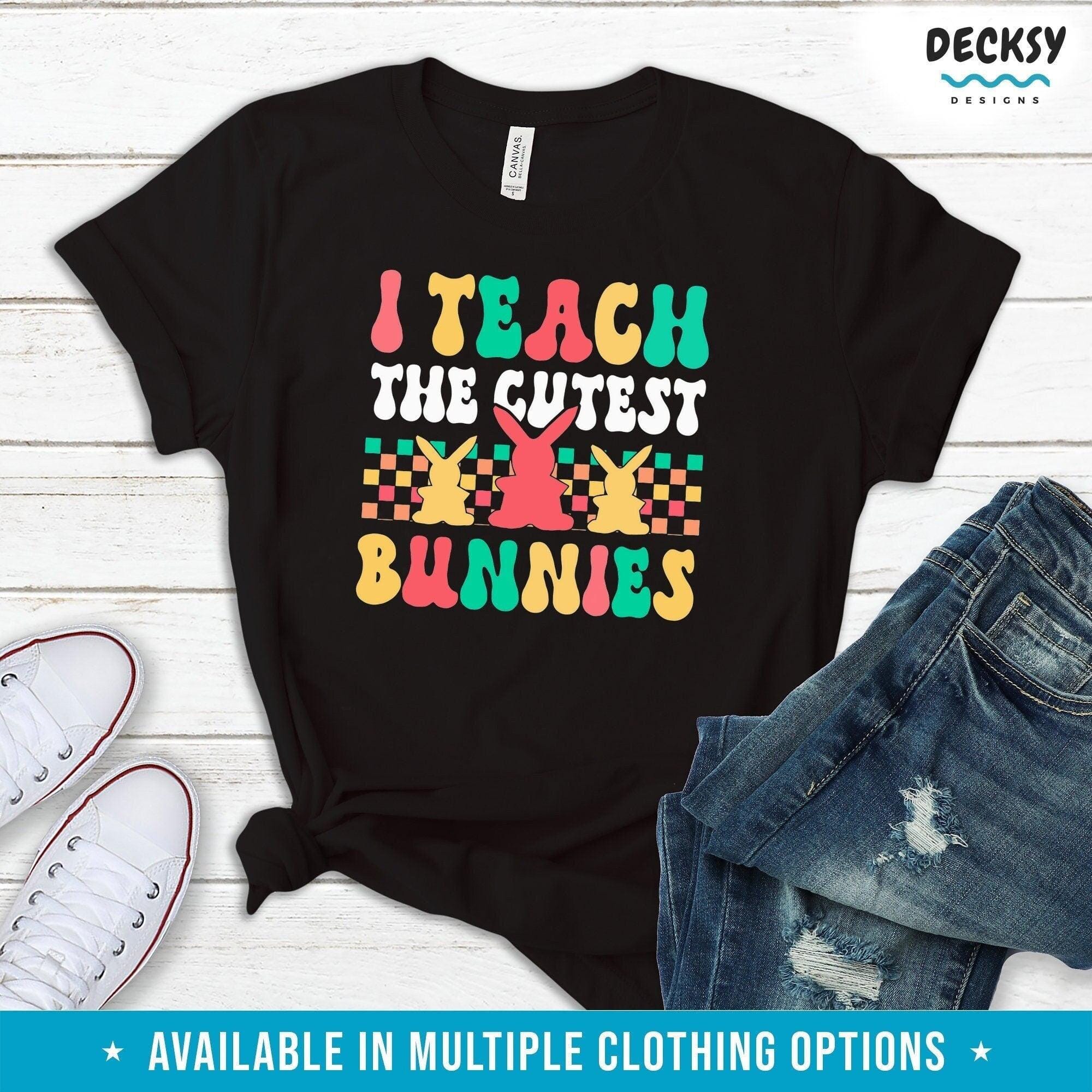 Teacher Bunny Shirt, Cute Easter Gift-Clothing:Gender-Neutral Adult Clothing:Tops & Tees:T-shirts:Graphic Tees-DecksyDesigns