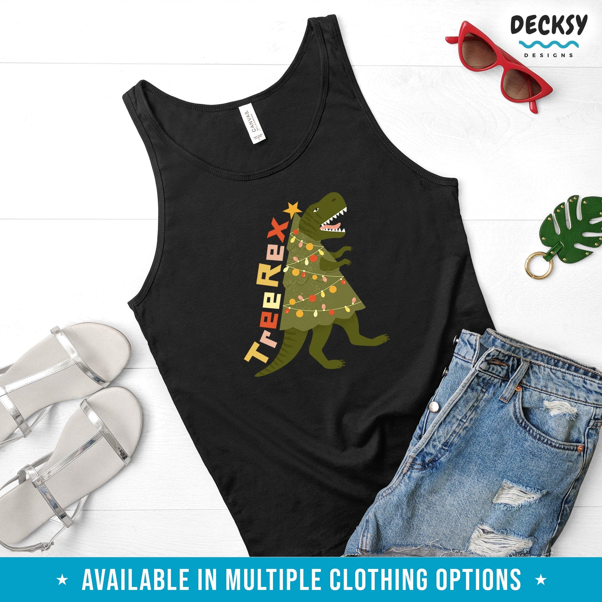 Tree Rex Shirt, Cute Christmas Dinosaur Gift-Clothing:Gender-Neutral Adult Clothing:Tops & Tees:T-shirts:Graphic Tees-DecksyDesigns