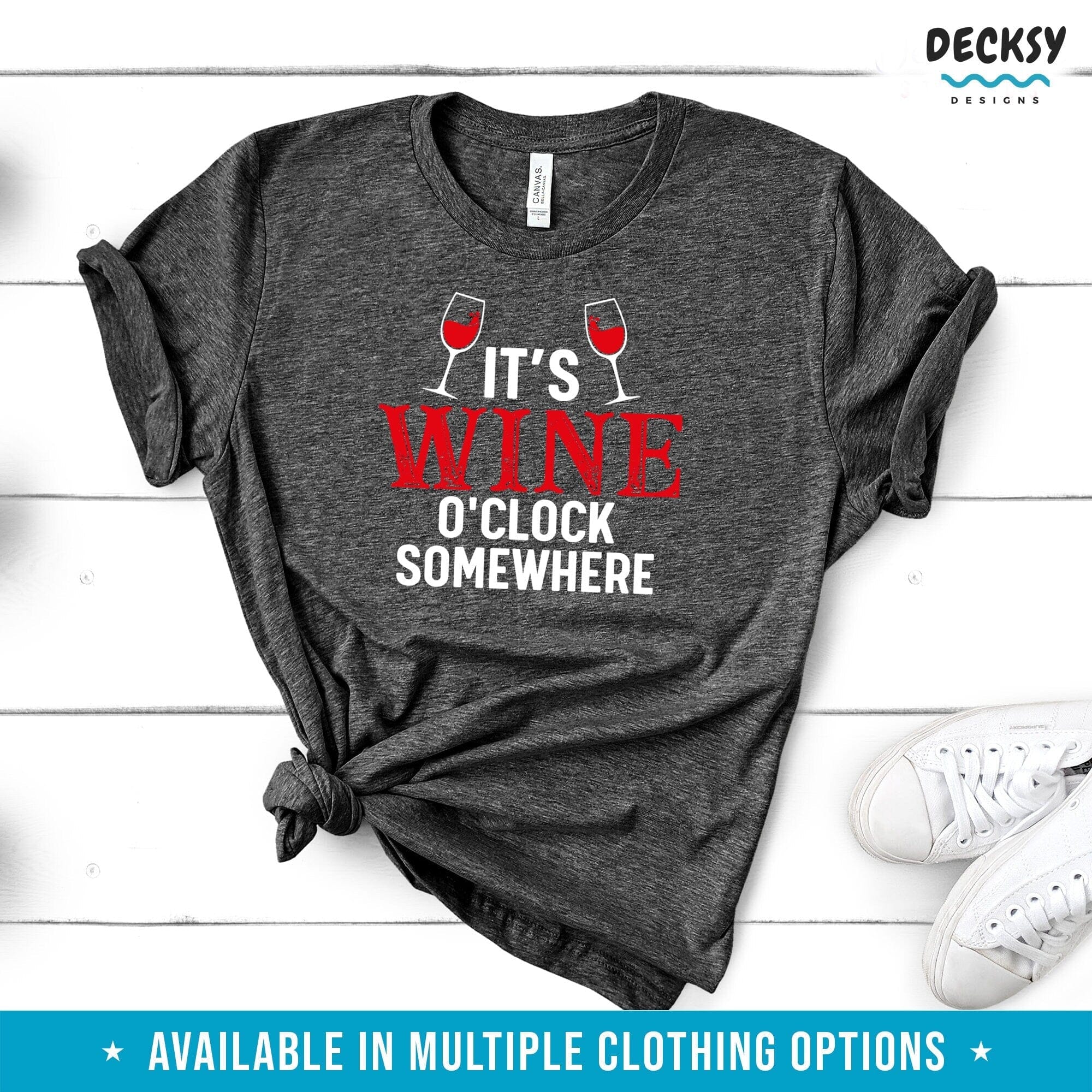 Wine O Clock Shirt, Gift For Wine Lover-Clothing:Gender-Neutral Adult Clothing:Tops & Tees:T-shirts:Graphic Tees-DecksyDesigns