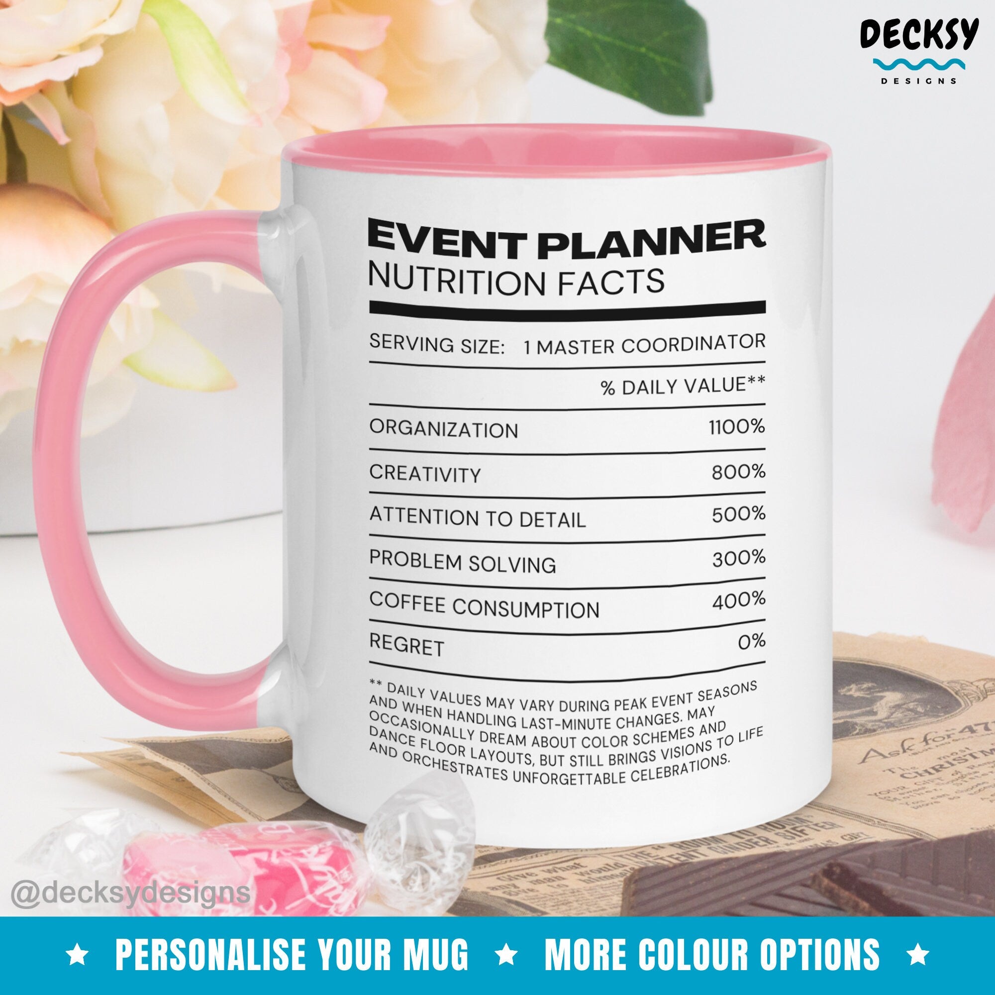 Event Planner Mug, Custom Wedding Planner Gift, Best Event Planner, Thank You Gift, Event Coordinator, Party Planner Mug, Nutrition Fact Mug Mugs by DecksyDesigns