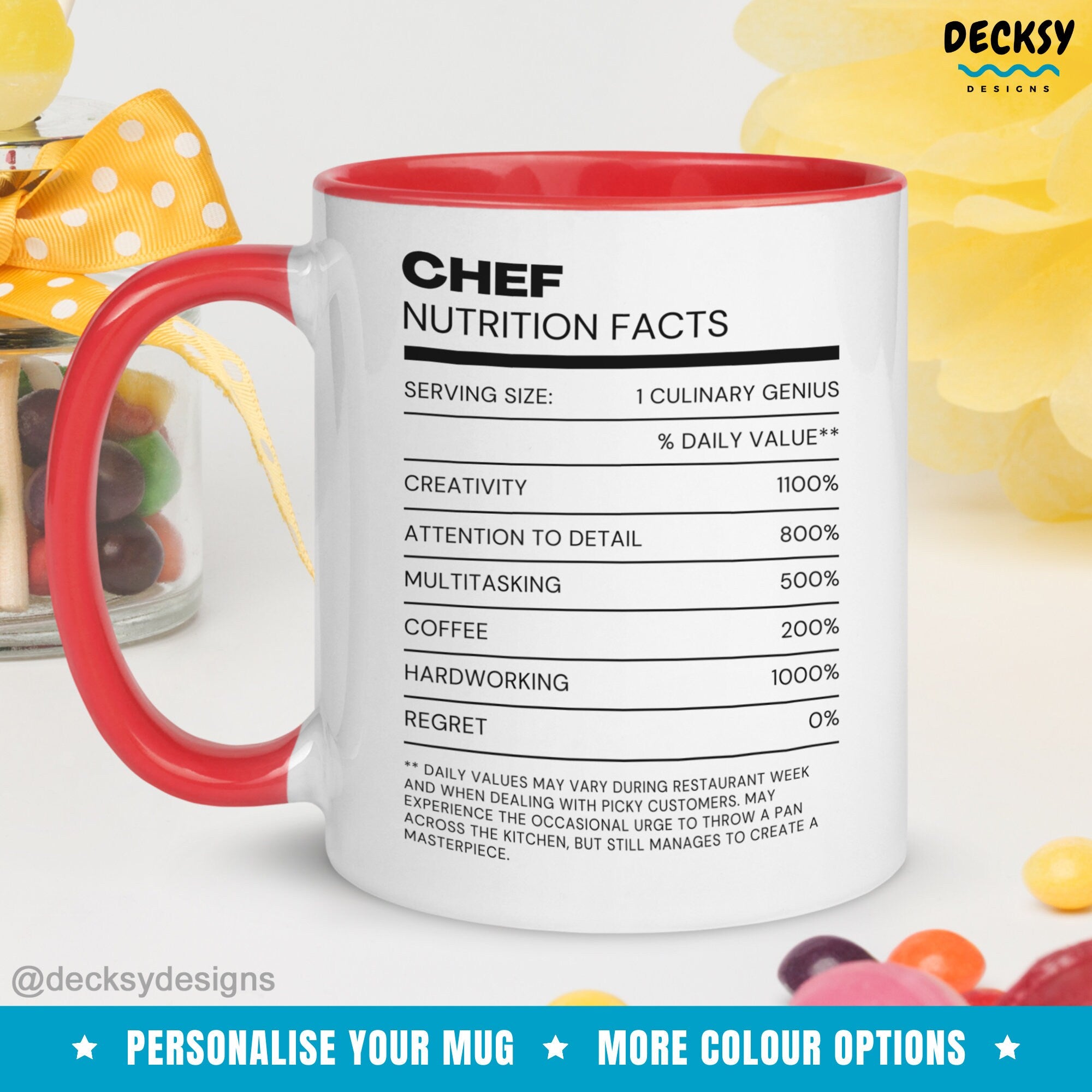 Custom Chef Nutrition Facts Mug, Cook Gift, Funny Chef Mug, Sous Chef Gift, Gift For Boss Funny, Chef Birthday Gift, Pastry Chef Gifts Mugs by DecksyDesigns