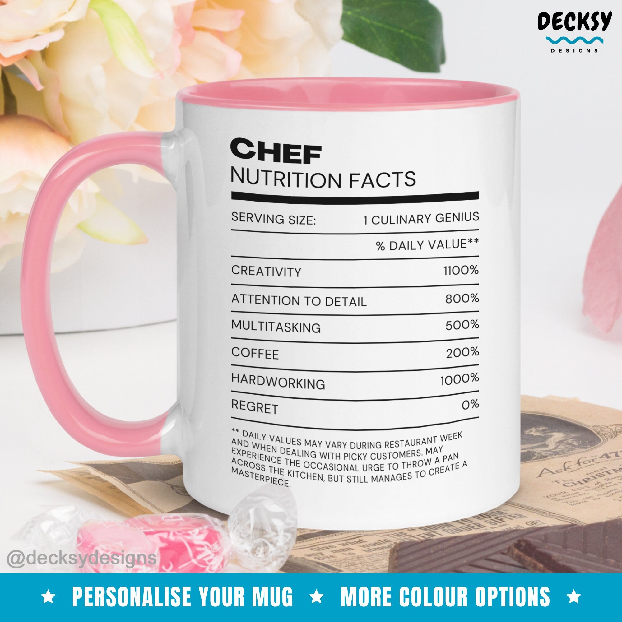 Custom Chef Nutrition Facts Mug, Cook Gift, Funny Chef Mug, Sous Chef Gift, Gift For Boss Funny, Chef Birthday Gift, Pastry Chef Gifts Mugs by DecksyDesigns