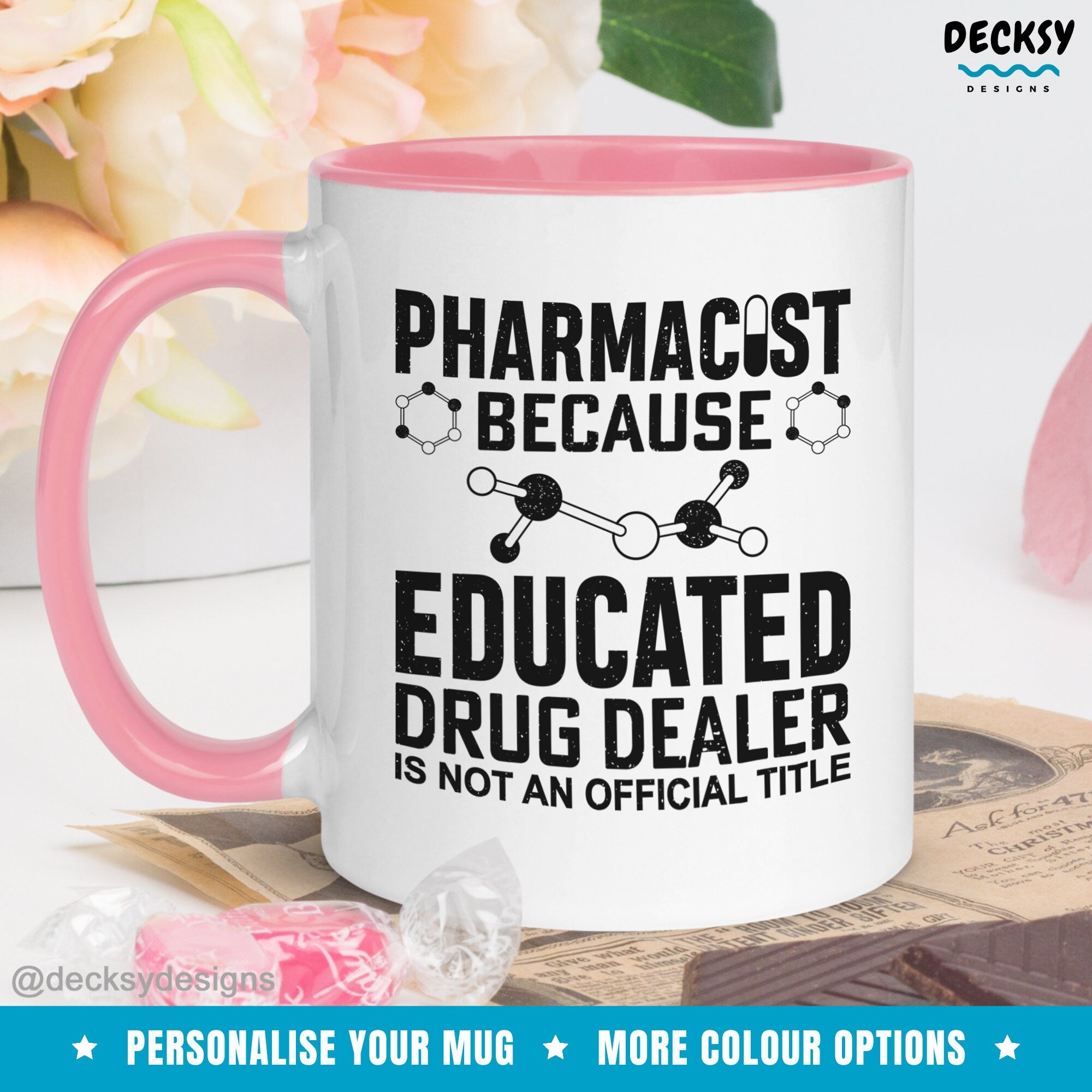 Pharmacist Mug, Funny Gift For Pharmacy, Custom Pharmacist Birthday, Personalised Thank You Gift for New Pharmacist, Medical Student Gift Mugs by DecksyDesigns