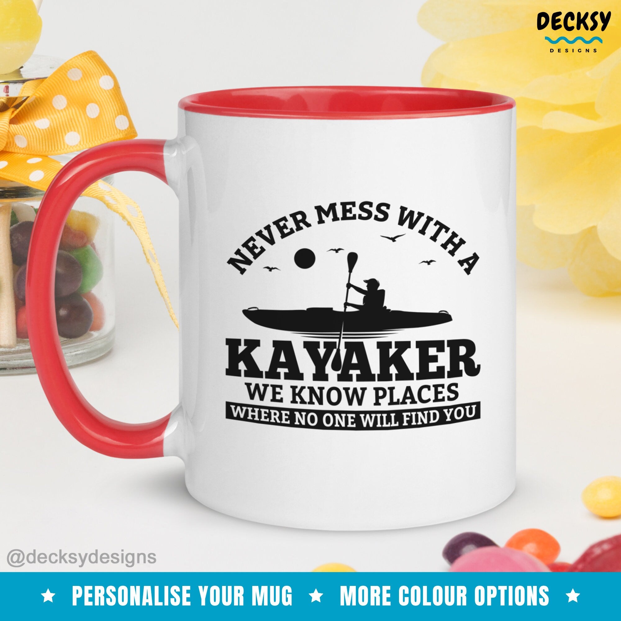 Kayak Coffee Mug, Funny Gift For Paddler, Custom Kayaking Lover Gift, Personalised Adventurer Nature Mug, River Canoe Kayak Paddling Gift Mugs by DecksyDesigns