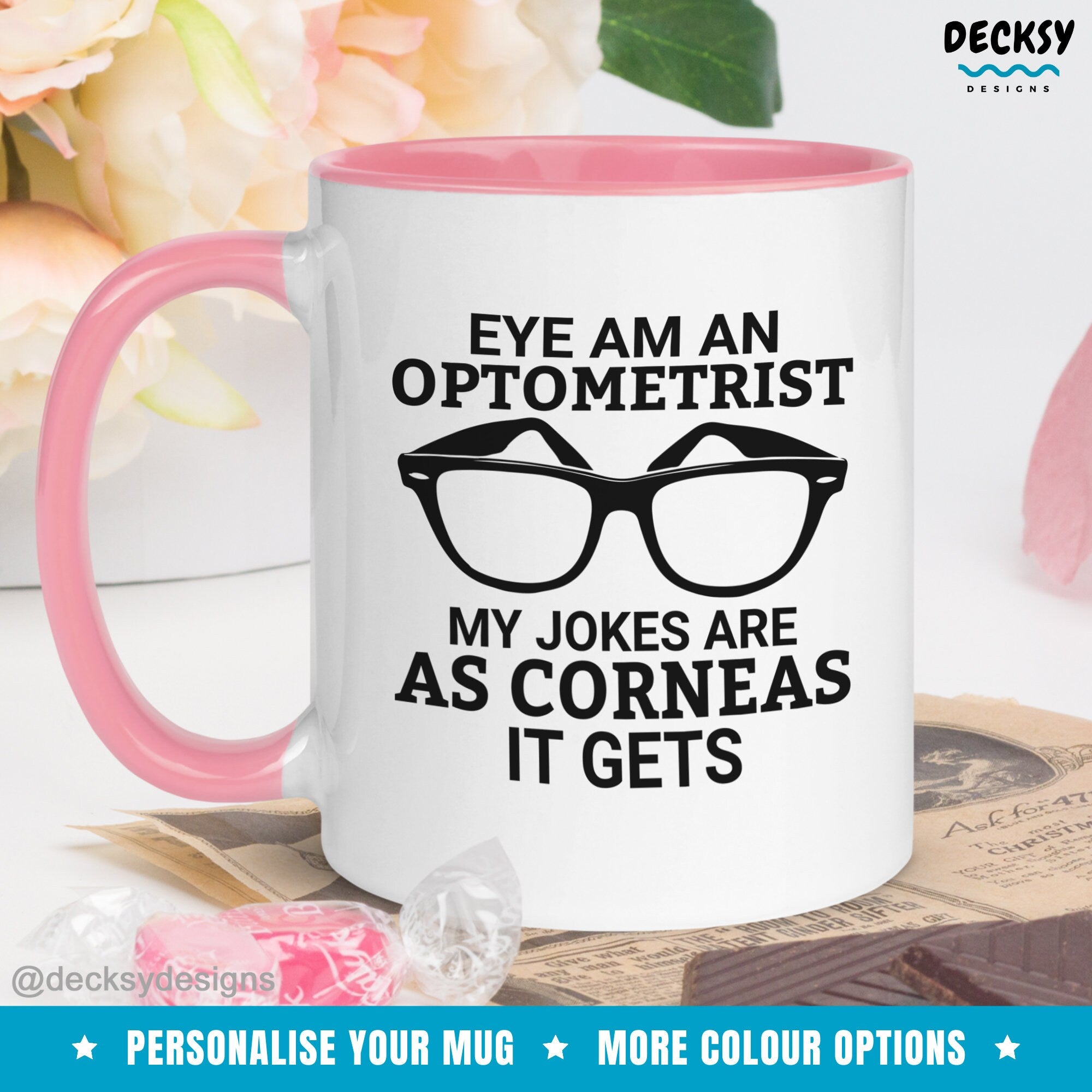 Funny Optometry Gift, Custom Optometrist Mug, Personalised Gift For Optometrist, Eye Care Specialist, Eye Doctor Gift, Optometry Student Mug Mugs by DecksyDesigns