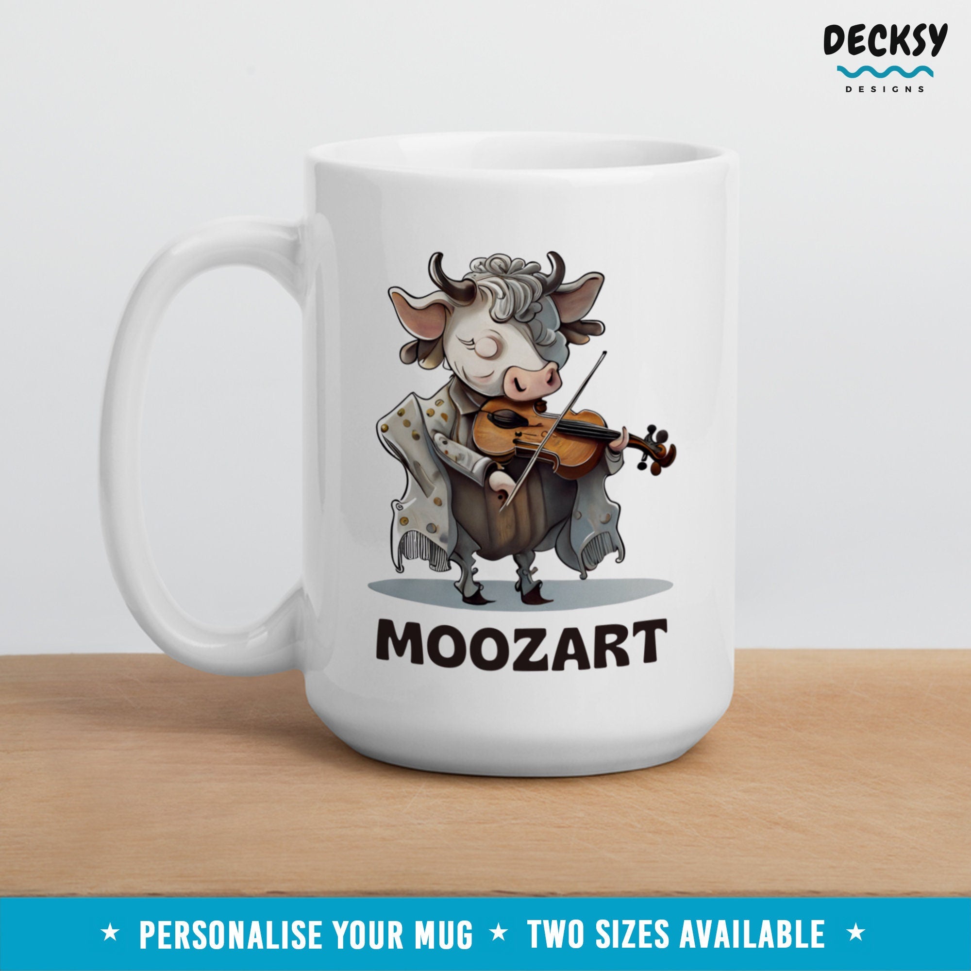 Cute Cow Music Mug, Personalised Musician Gift, Custom Violinist Coffee Mug Violin Player Mug, Classical Music Teacher Mug, Funny Coffee Cup Mugs by DecksyDesigns