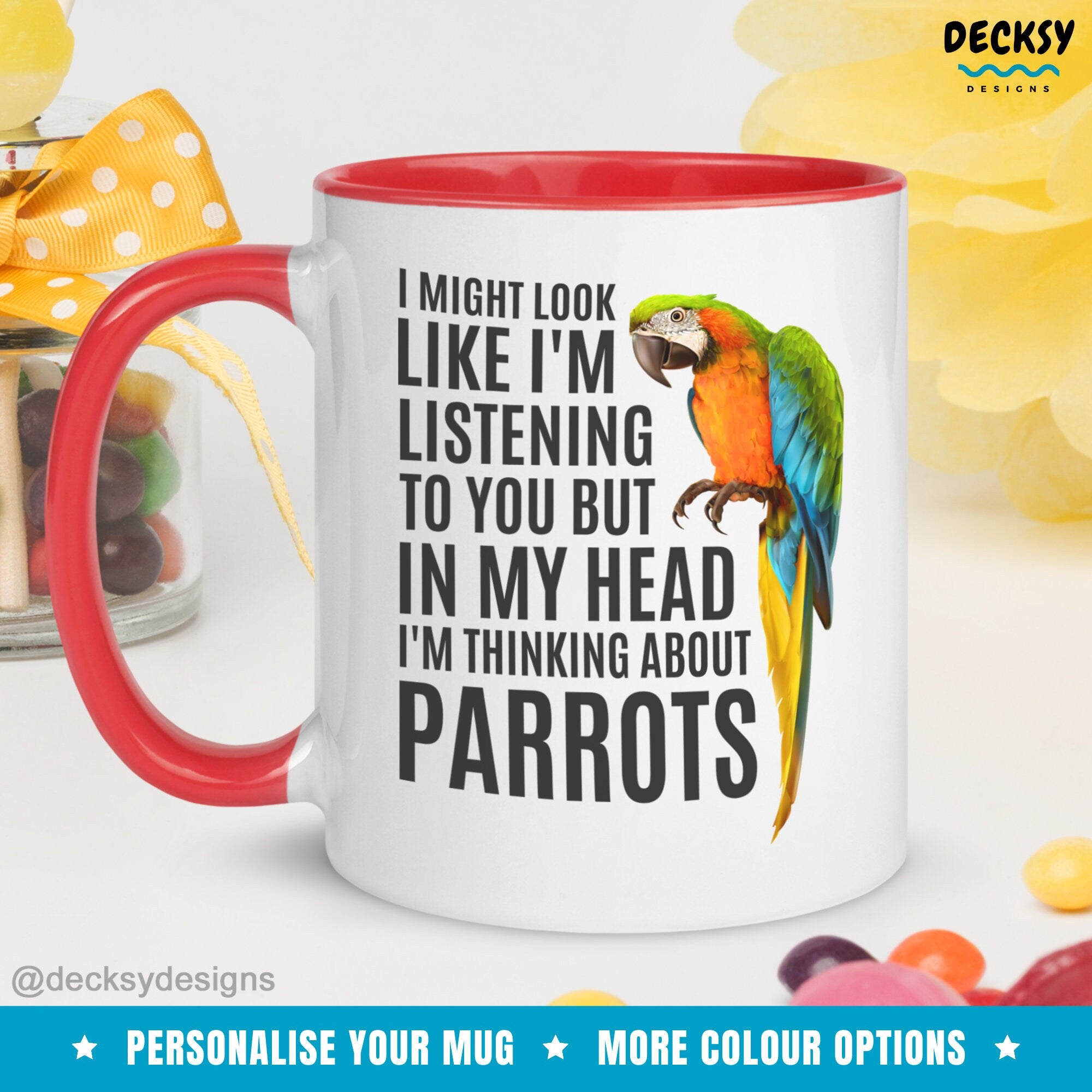 Parrot Coffee Mug, Parrot Owner Gifts, Custom Pet Parrot Mug, Bird Lover Gift, Personalised Gift for Parrot Owner, Funny Parrot Mom Mug Mugs by DecksyDesigns